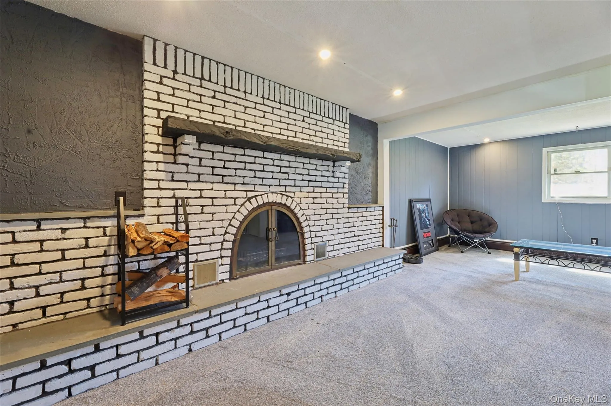 Brick, wood burning fireplace Brick, wood burning fireplace