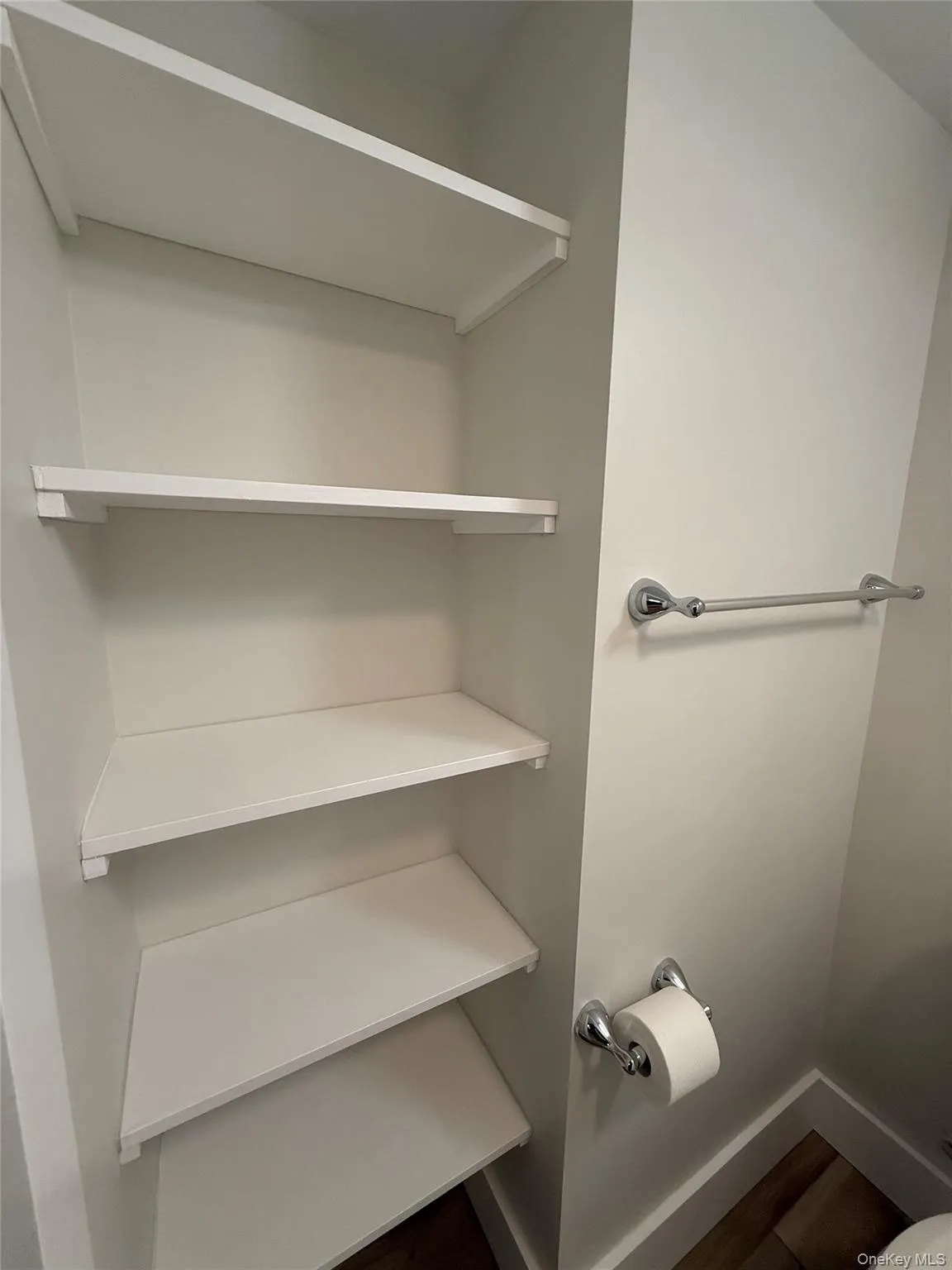 Shelving on outside of bathroom Shelving on outside of bathroom