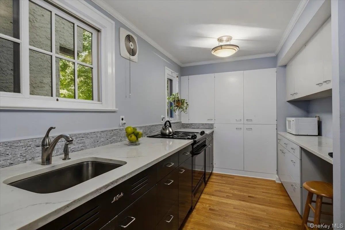 Kitchen with plenty of built-in pantry space. Kitchen with plenty of built-in pantry space.