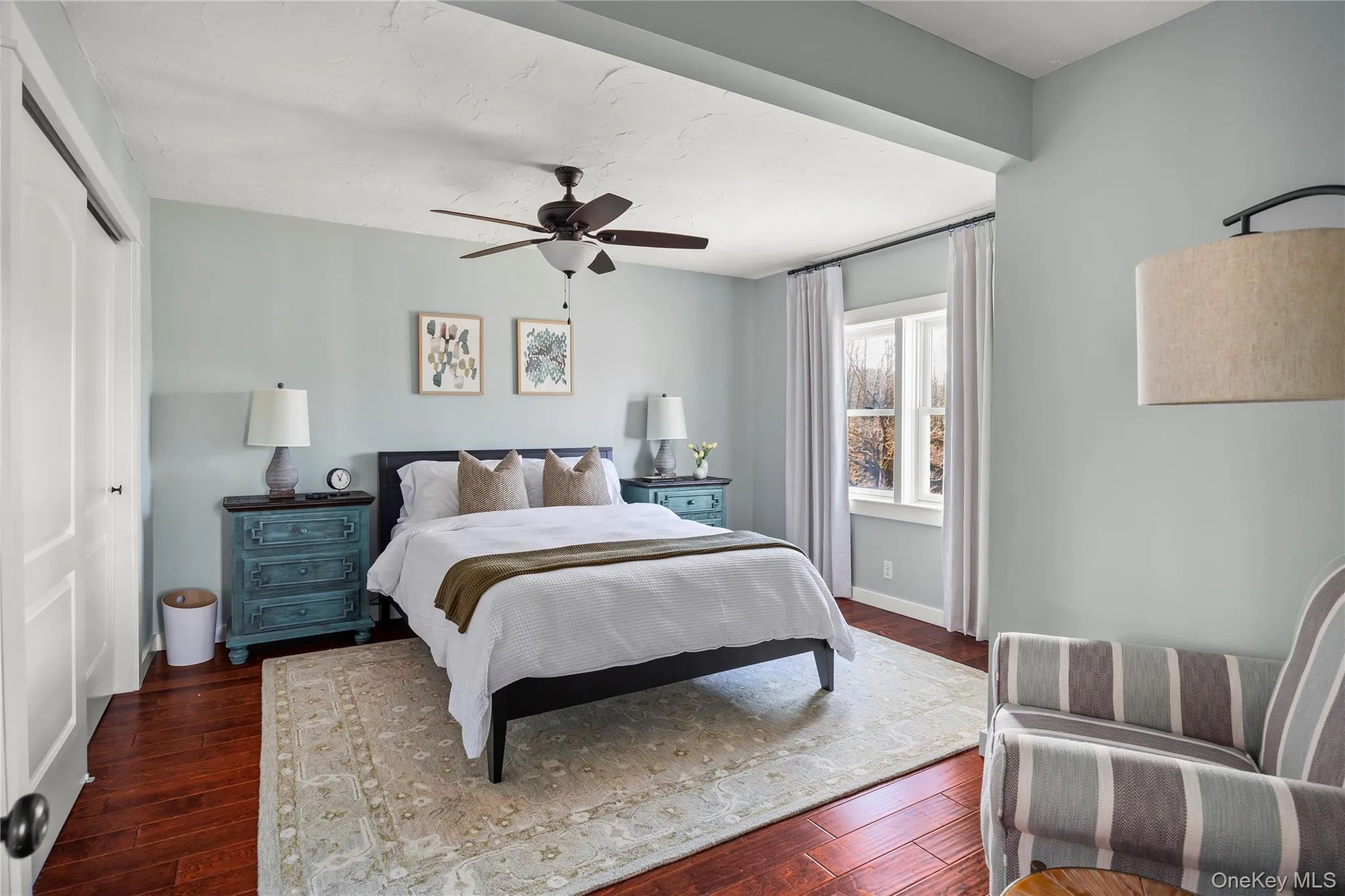 Main level primary bedroom with two large closets Main level primary bedroom with two large closets