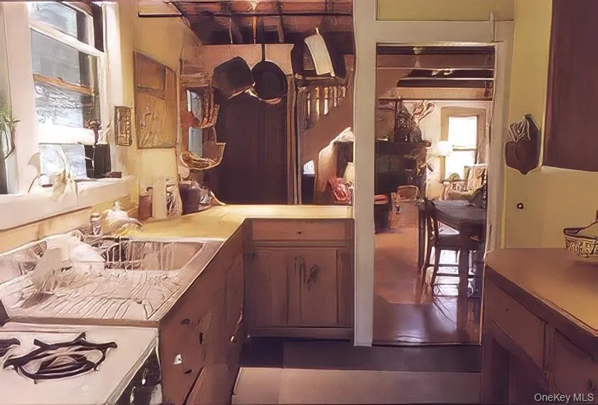 with a small dining area with a small dining area