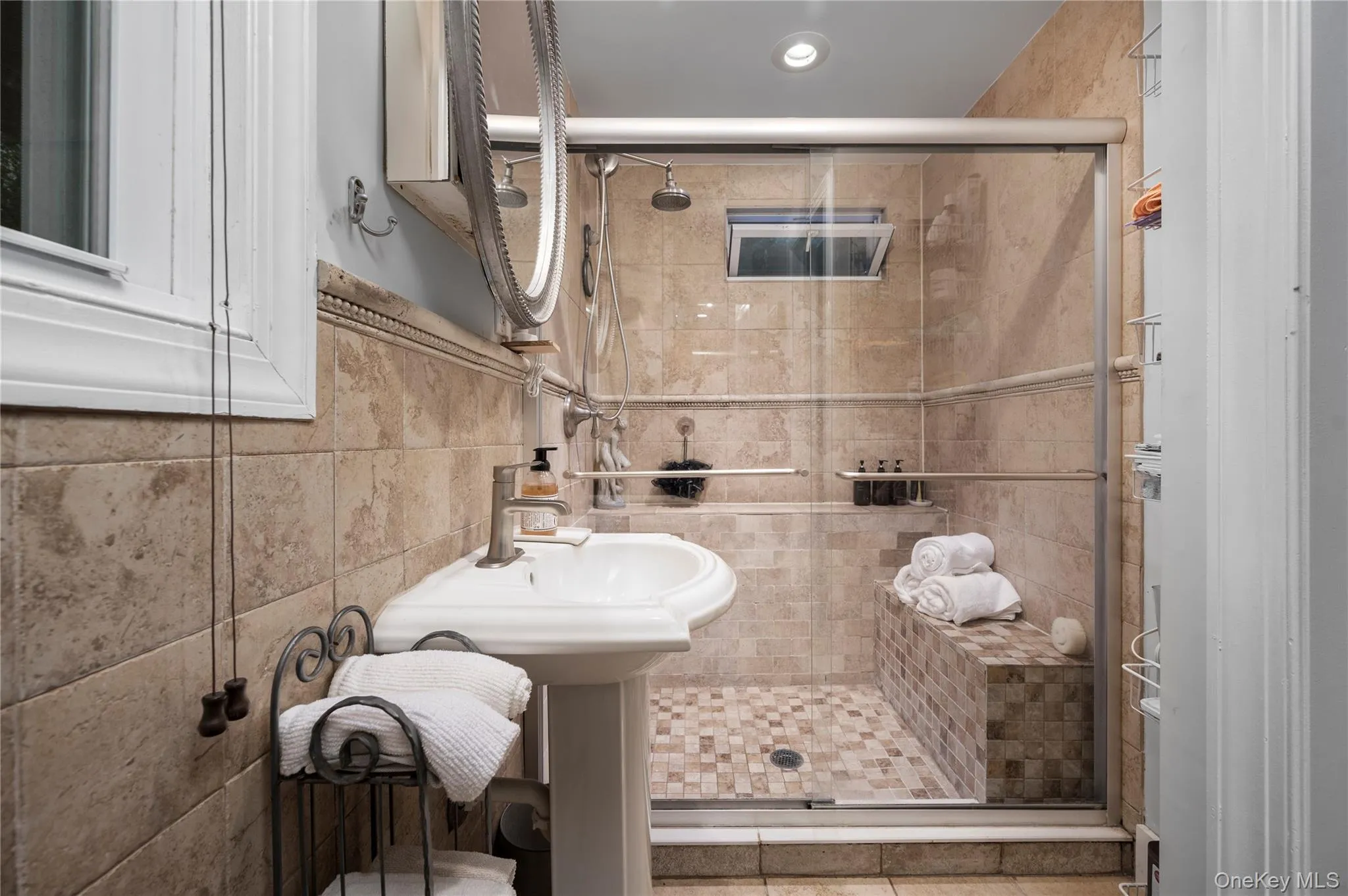 Updated first floor bathroom with a stand up shower Updated first floor bathroom with a stand up shower