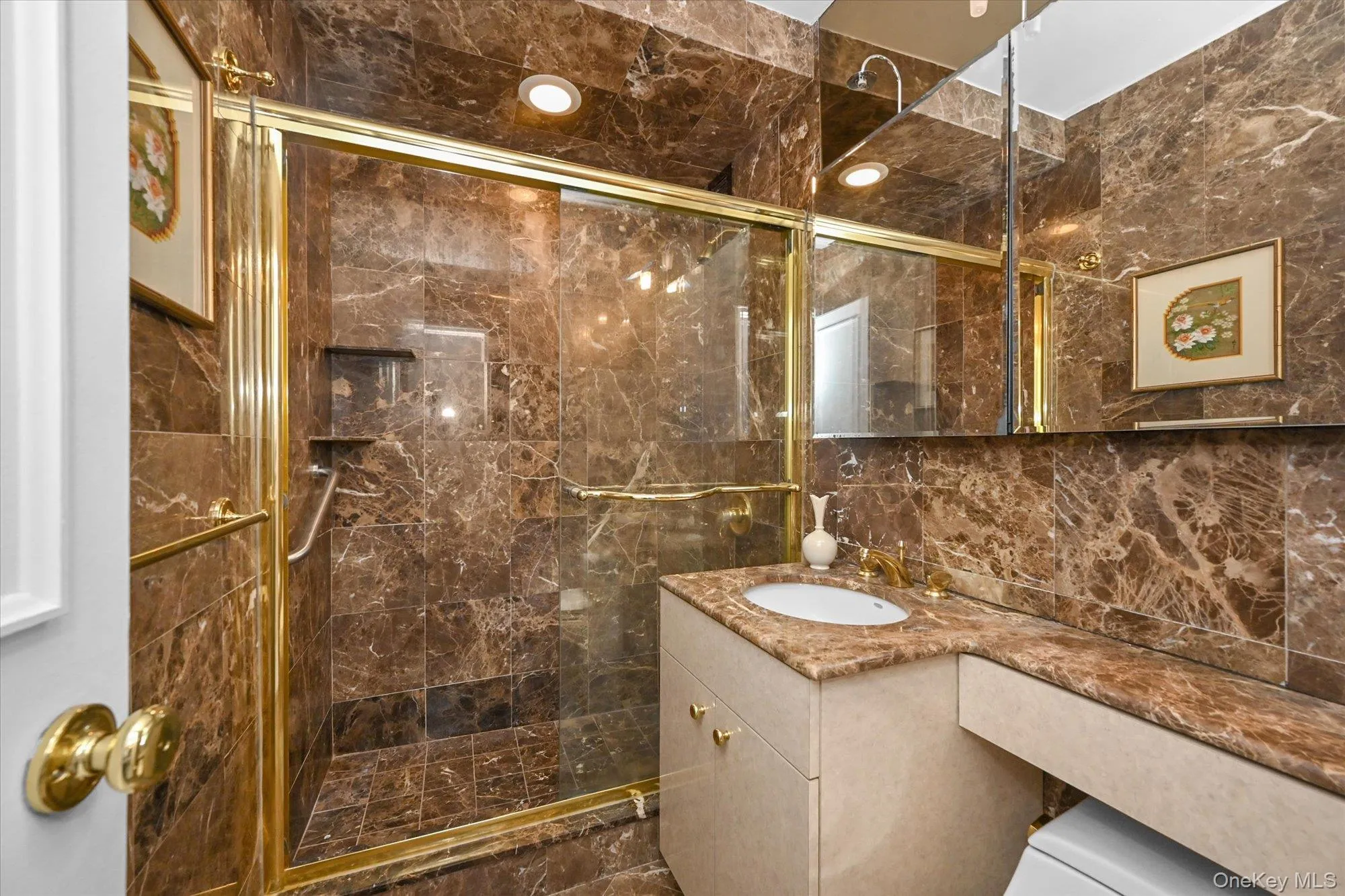 Marble finished full bathroom for family or guests Marble finished full bathroom for family or guests