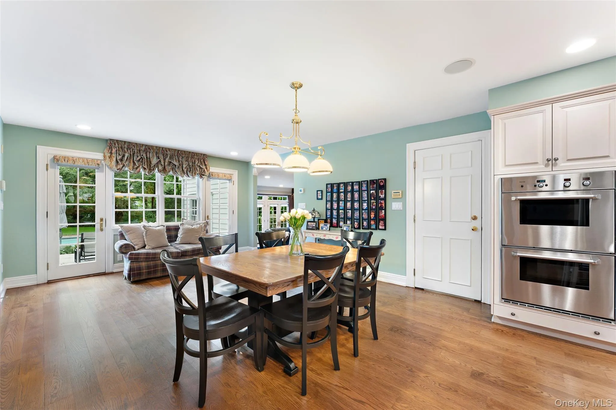 View of kitchen into sunken family room View of kitchen into sunken family room