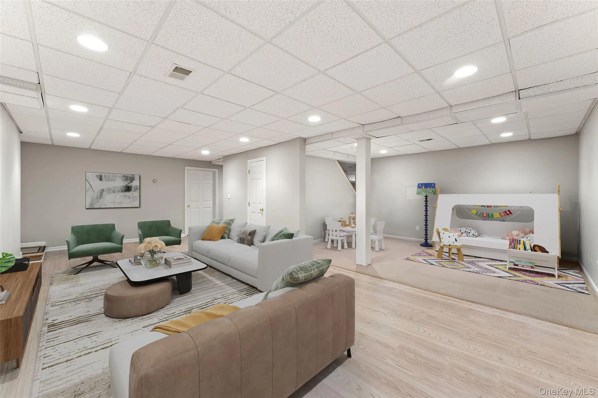 Lower level recreation room virtually staged Lower level recreation room virtually staged