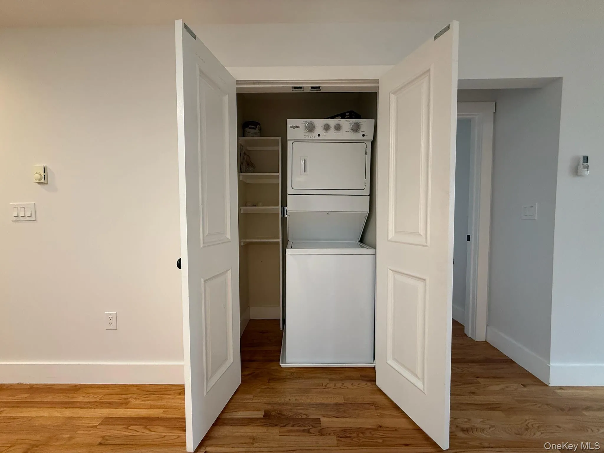 Stackable washer/dryer in unit for added convenience Stackable washer/dryer in unit for added convenience