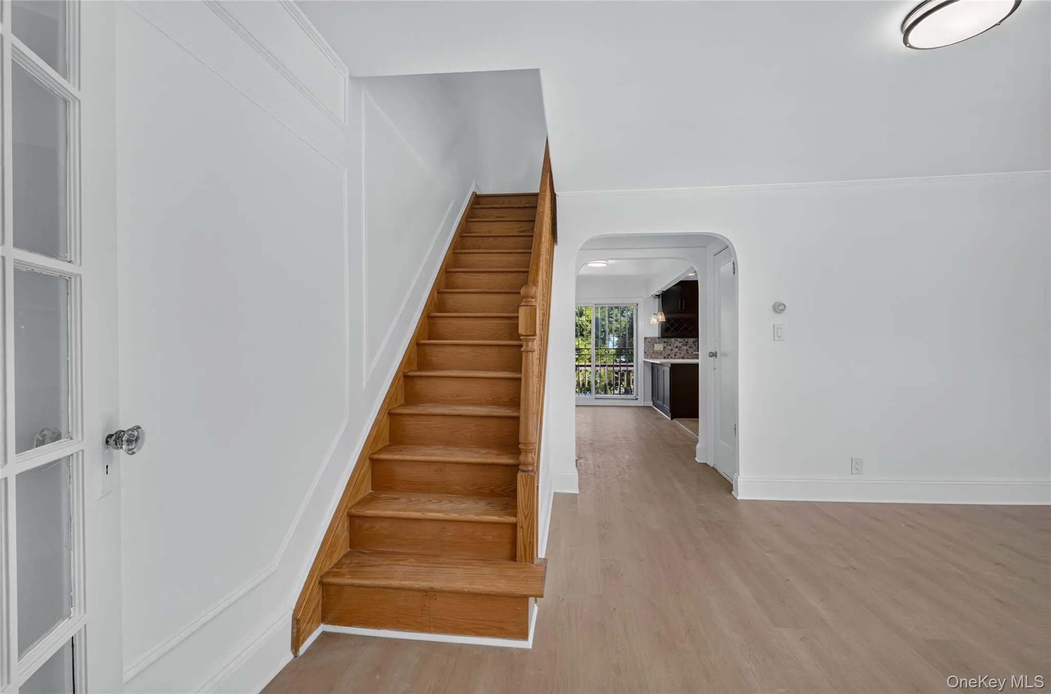 Hardwood staircase with natural finish Hardwood staircase with natural finish