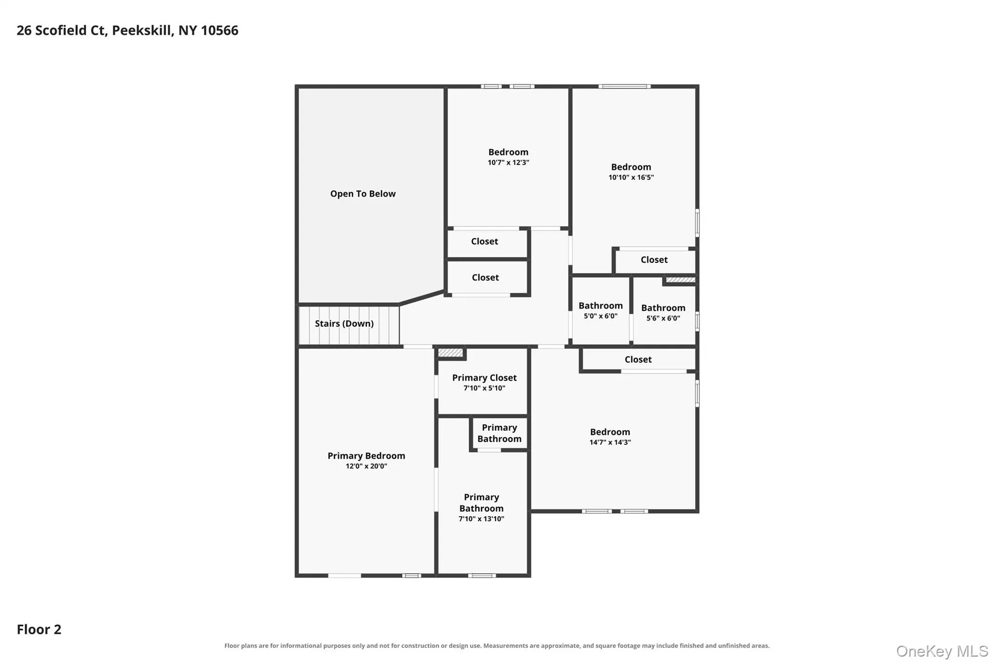 Upper level floor plan. Upper level floor plan.
