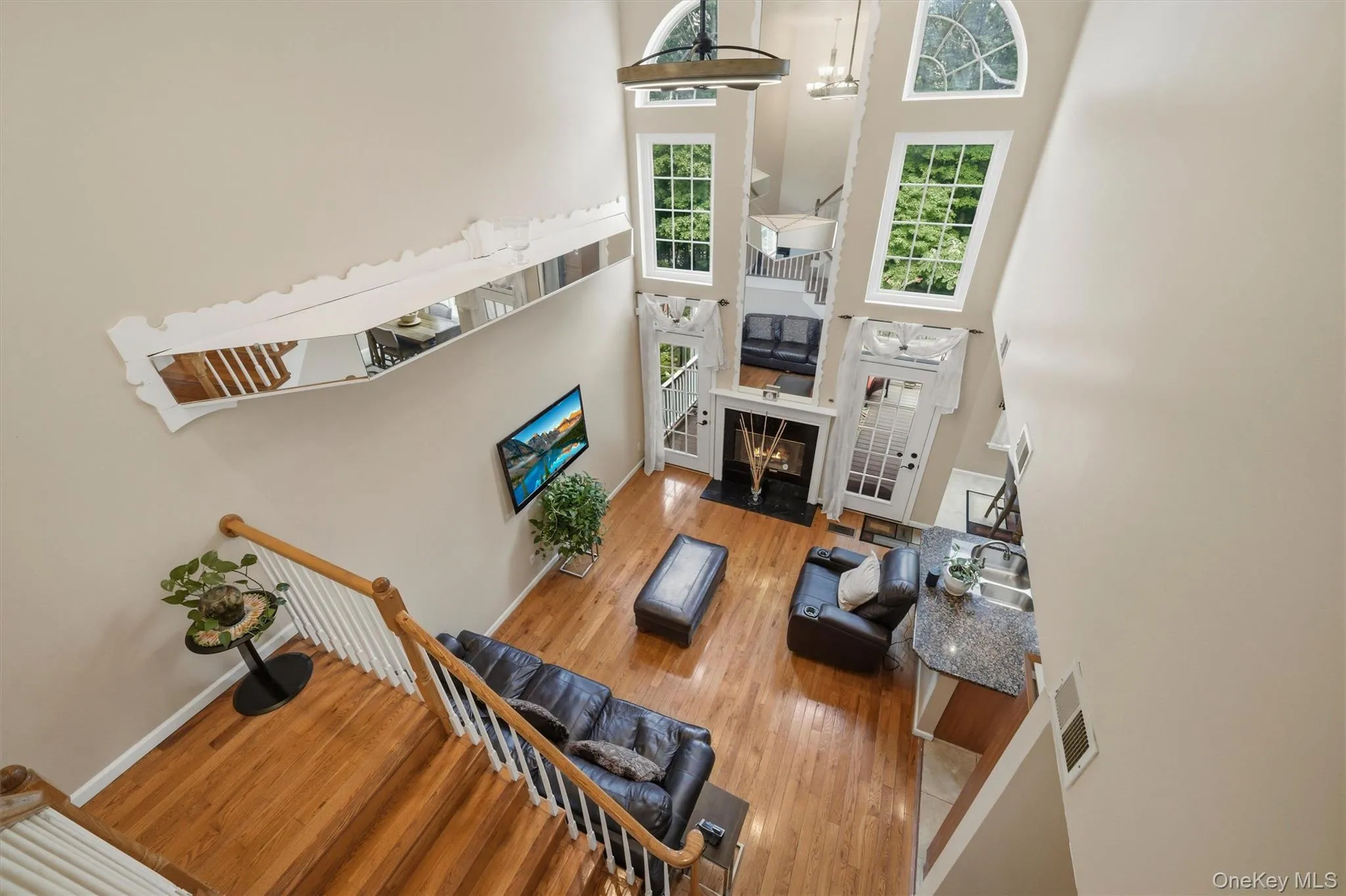 A view from above of the family room. A view from above of the family room.