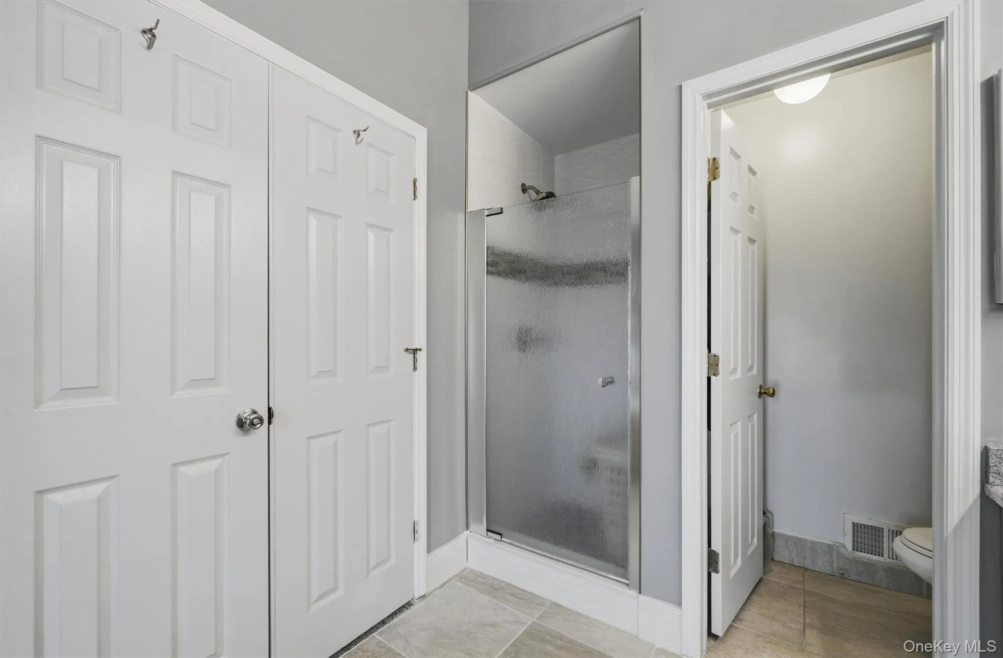 Shower in primary bathroom. Shower in primary bathroom.