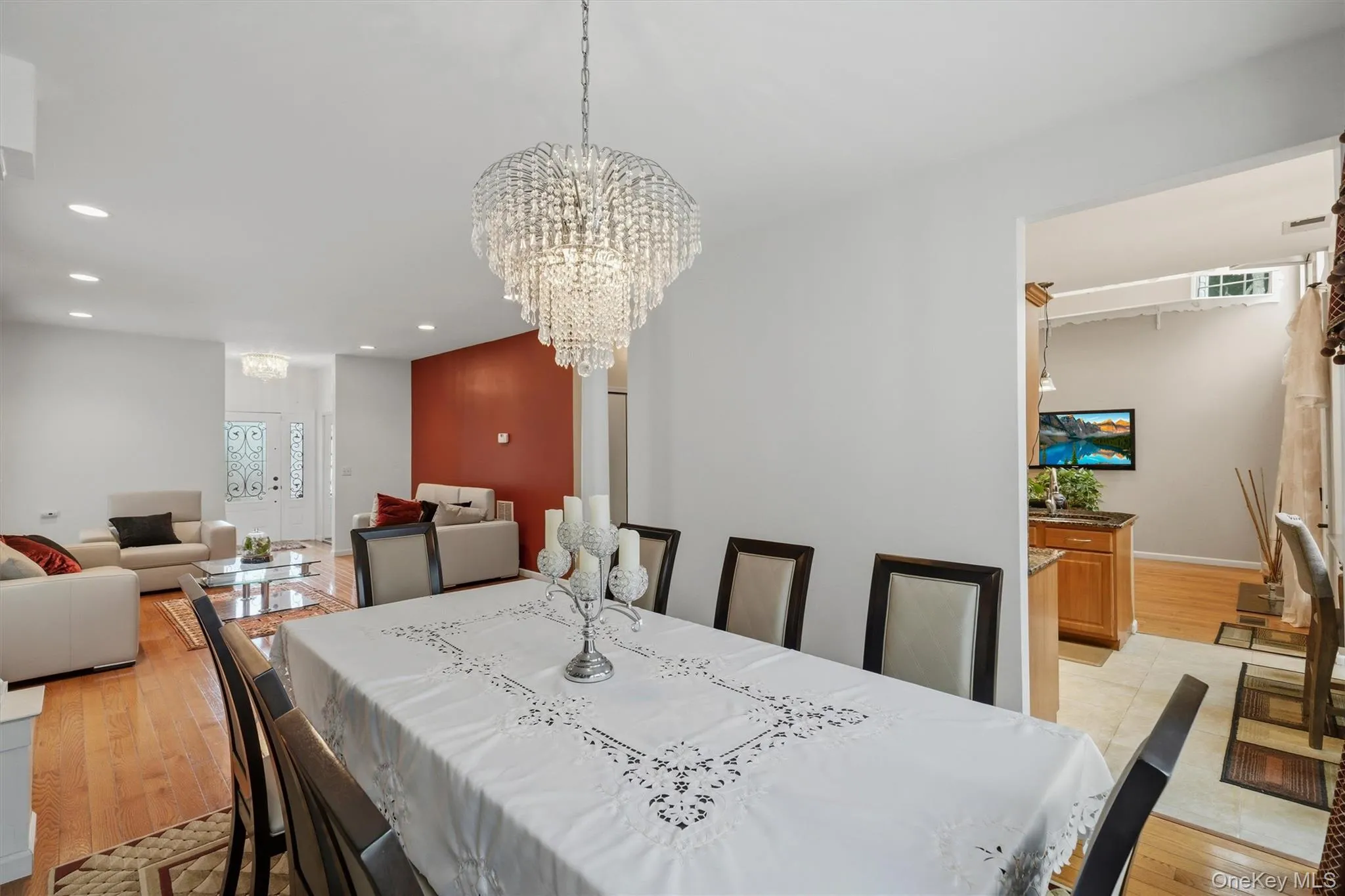 The dining room is set off the custom kitchen. Also convenient for every day dining. The dining room is set off the custom kitchen. Also convenient for every day dining.