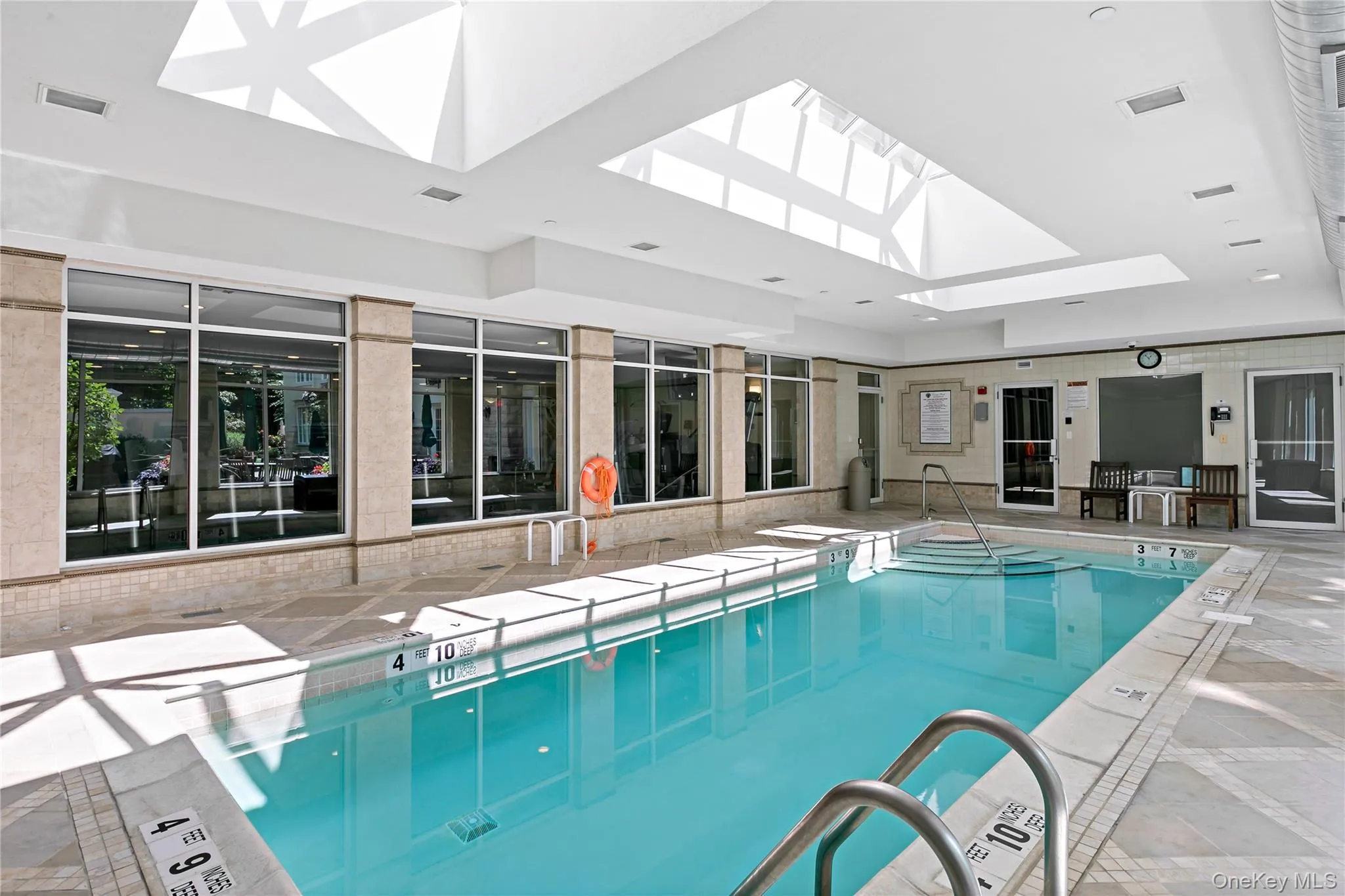 Enjoy year-round swimming in the light-filled indoor pool. Enjoy year-round swimming in the light-filled indoor pool.