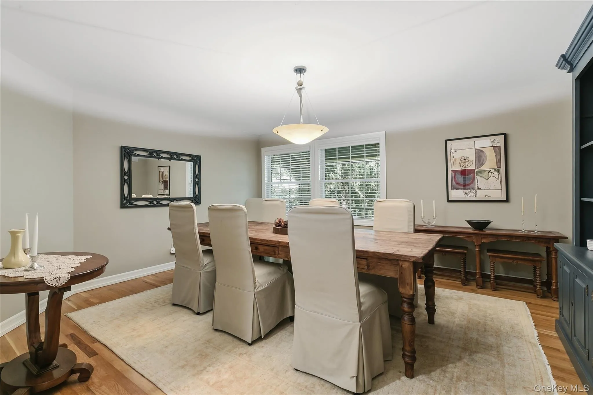 Formal dining room has front views of property. Formal dining room has front views of property.