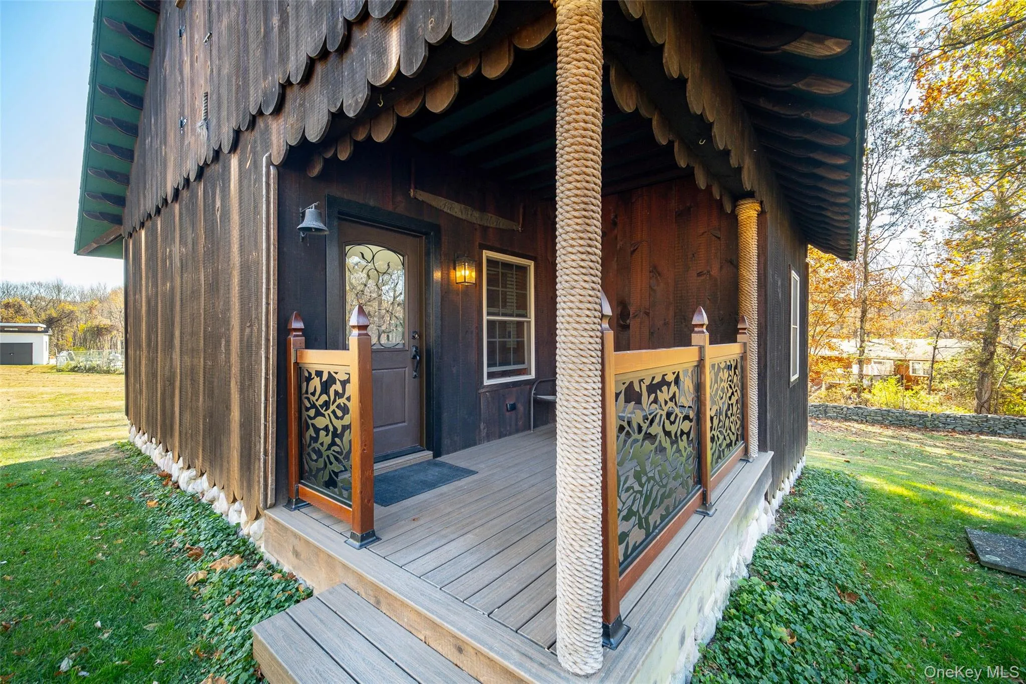 Wooden deck with a lawn Wooden deck with a lawn