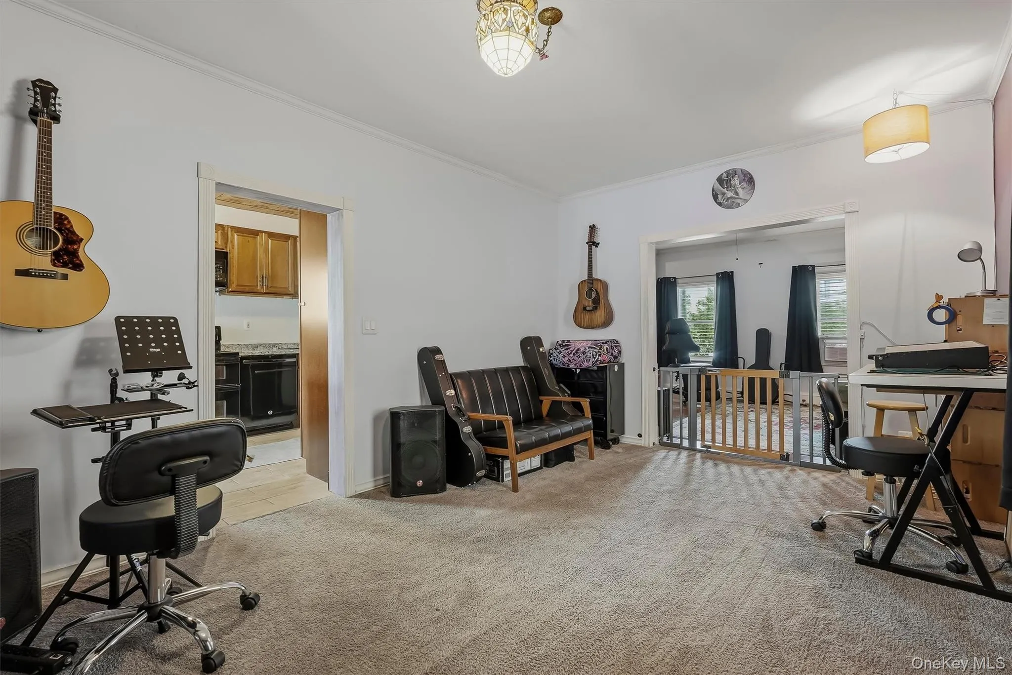 The spacious dining room also leads to a custom kitchen. The spacious dining room also leads to a custom kitchen.