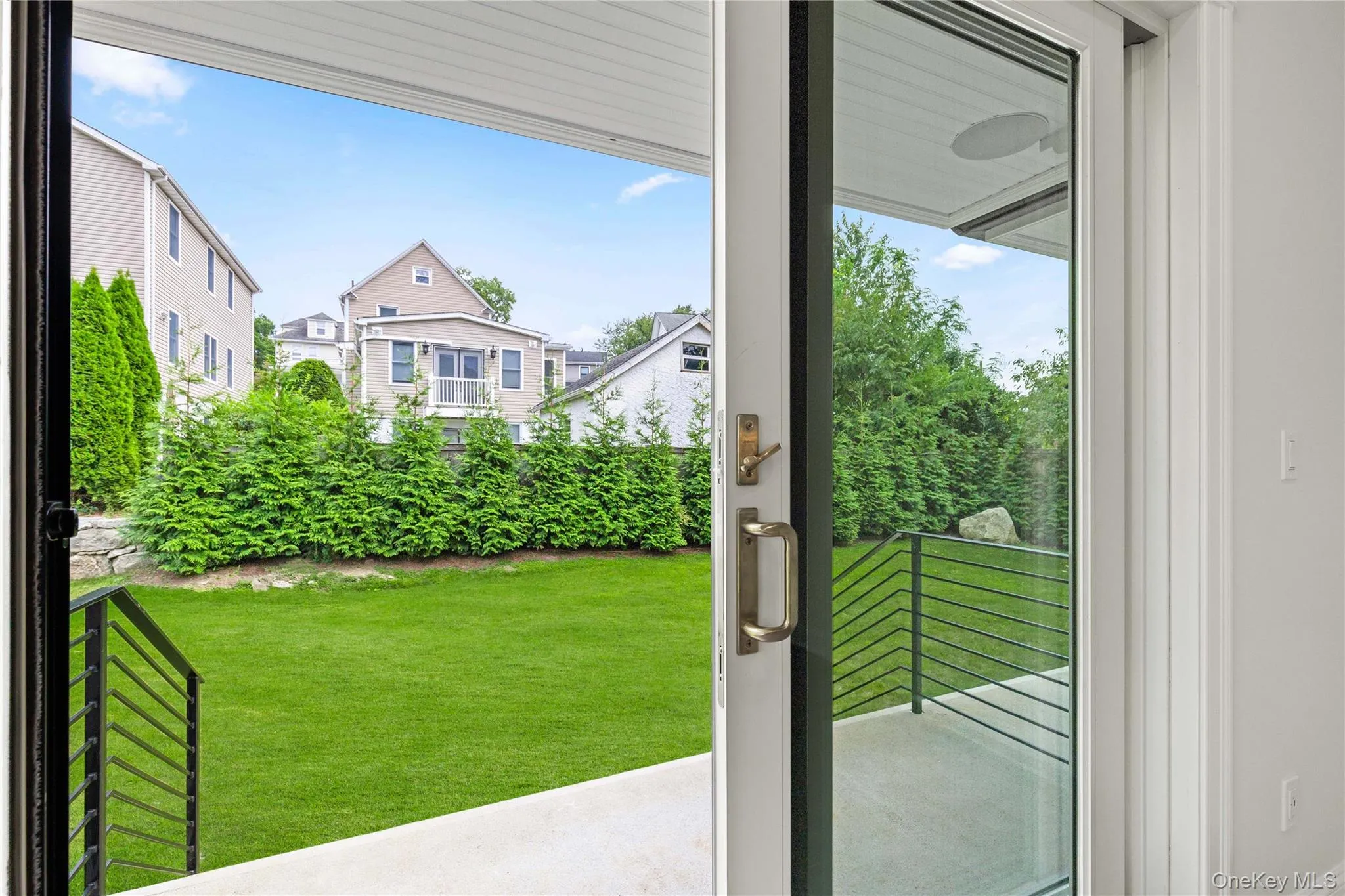 The landscaped backyard has space for many outdoor activities. The landscaped backyard has space for many outdoor activities.