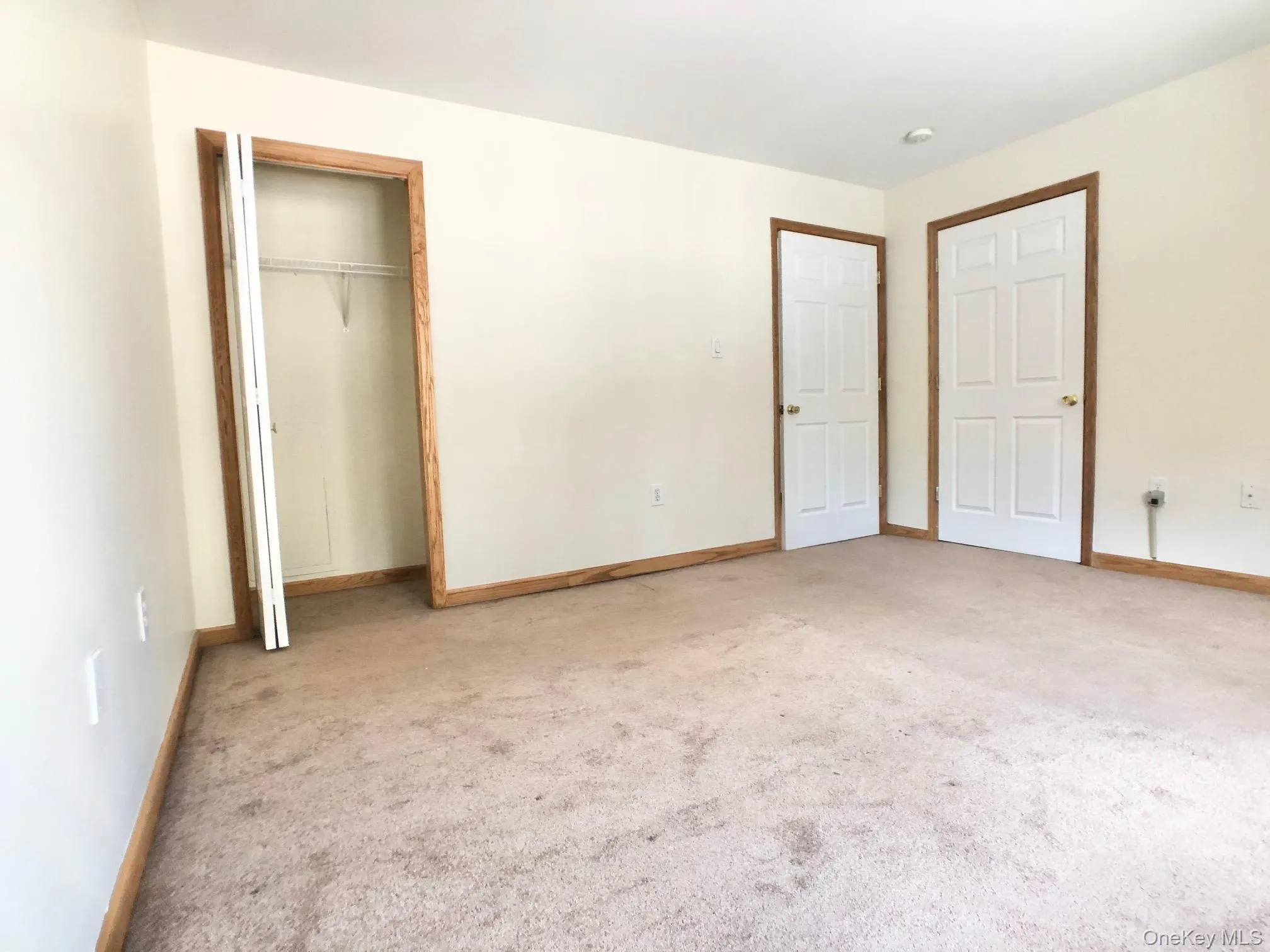 Unfurnished bedroom with carpet and a closet Unfurnished bedroom with carpet and a closet