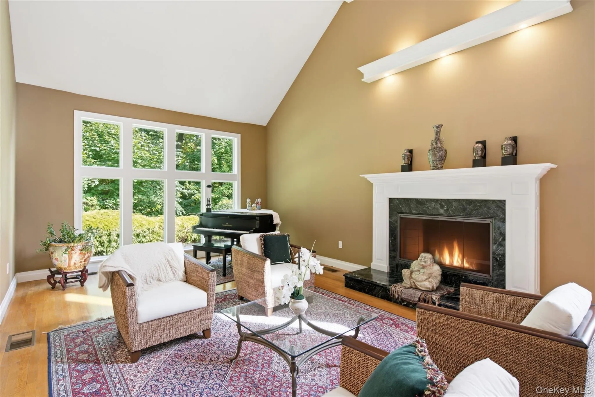 Living Room W/ Hardwood Floors & Wood Burning Fireplace Living Room W/ Hardwood Floors & Wood Burning Fireplace