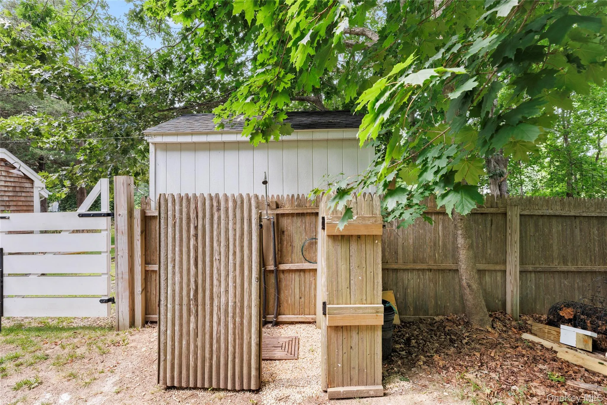 Outdoor shower in the rear yard Outdoor shower in the rear yard