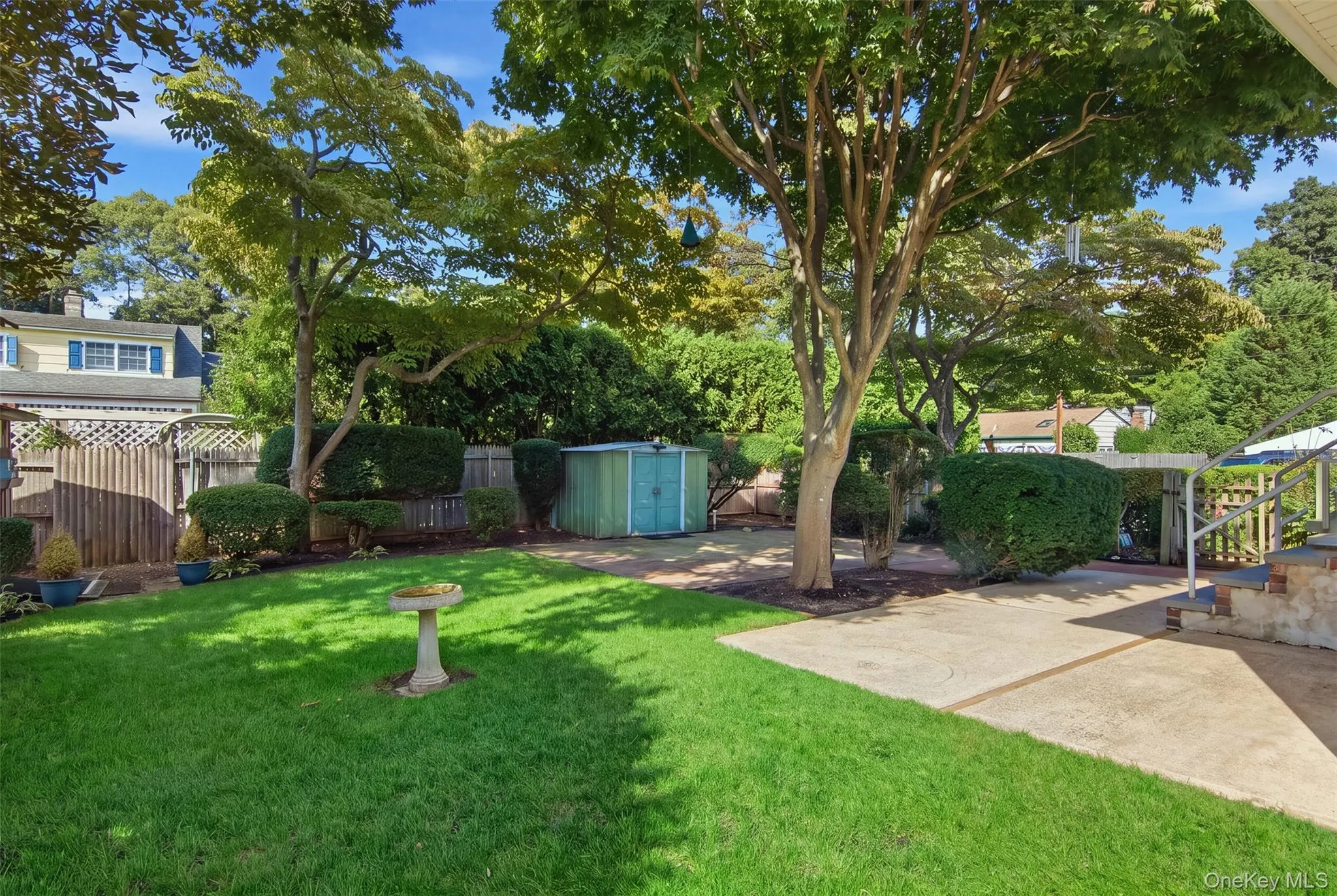 Step out to your private back yard with patio, grass, gardens and 2 storage sheds. Step out to your private back yard with patio, grass, gardens and 2 storage sheds.