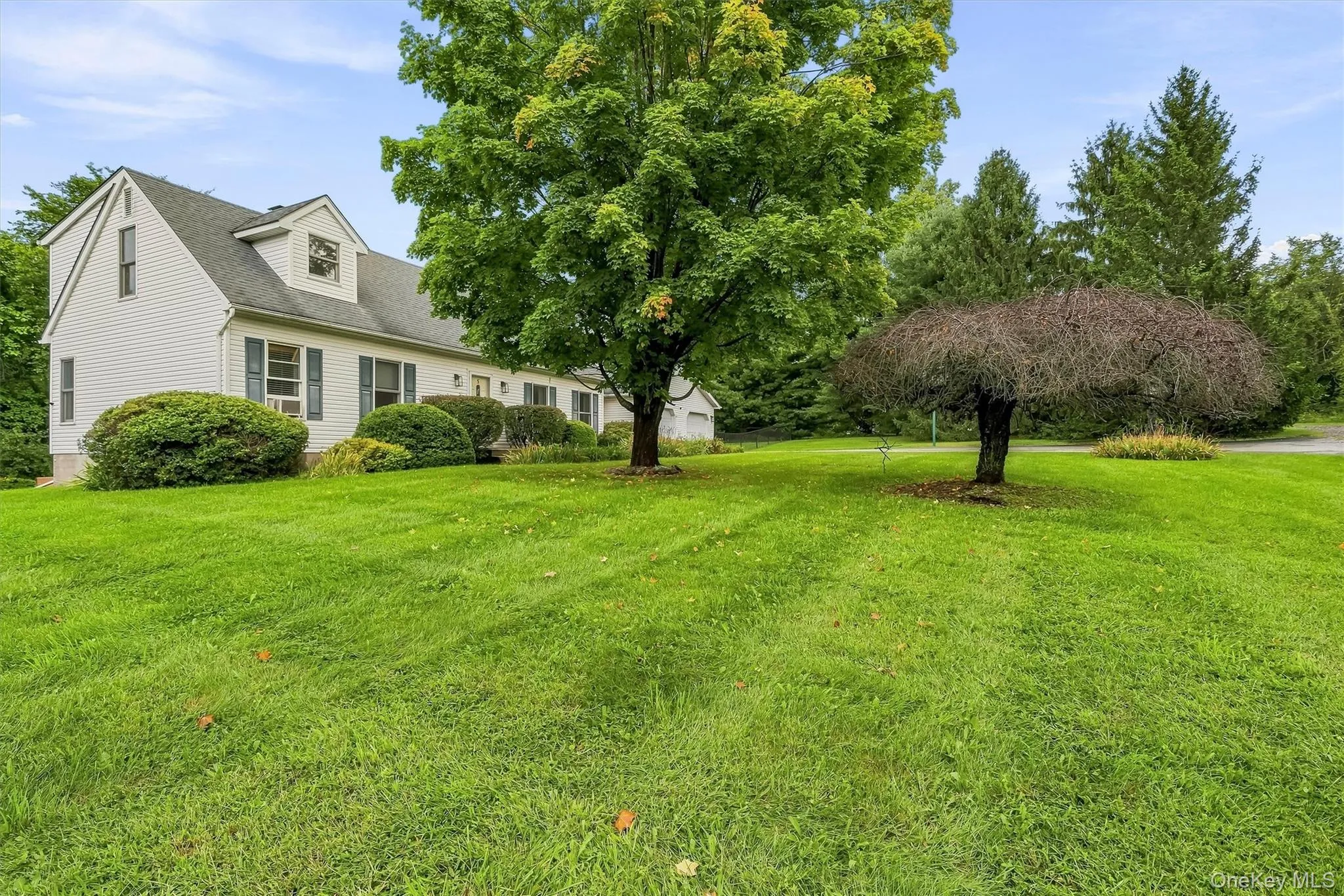 Spacious front lawn with mature trees and established landscaping. Spacious front lawn with mature trees and established landscaping.