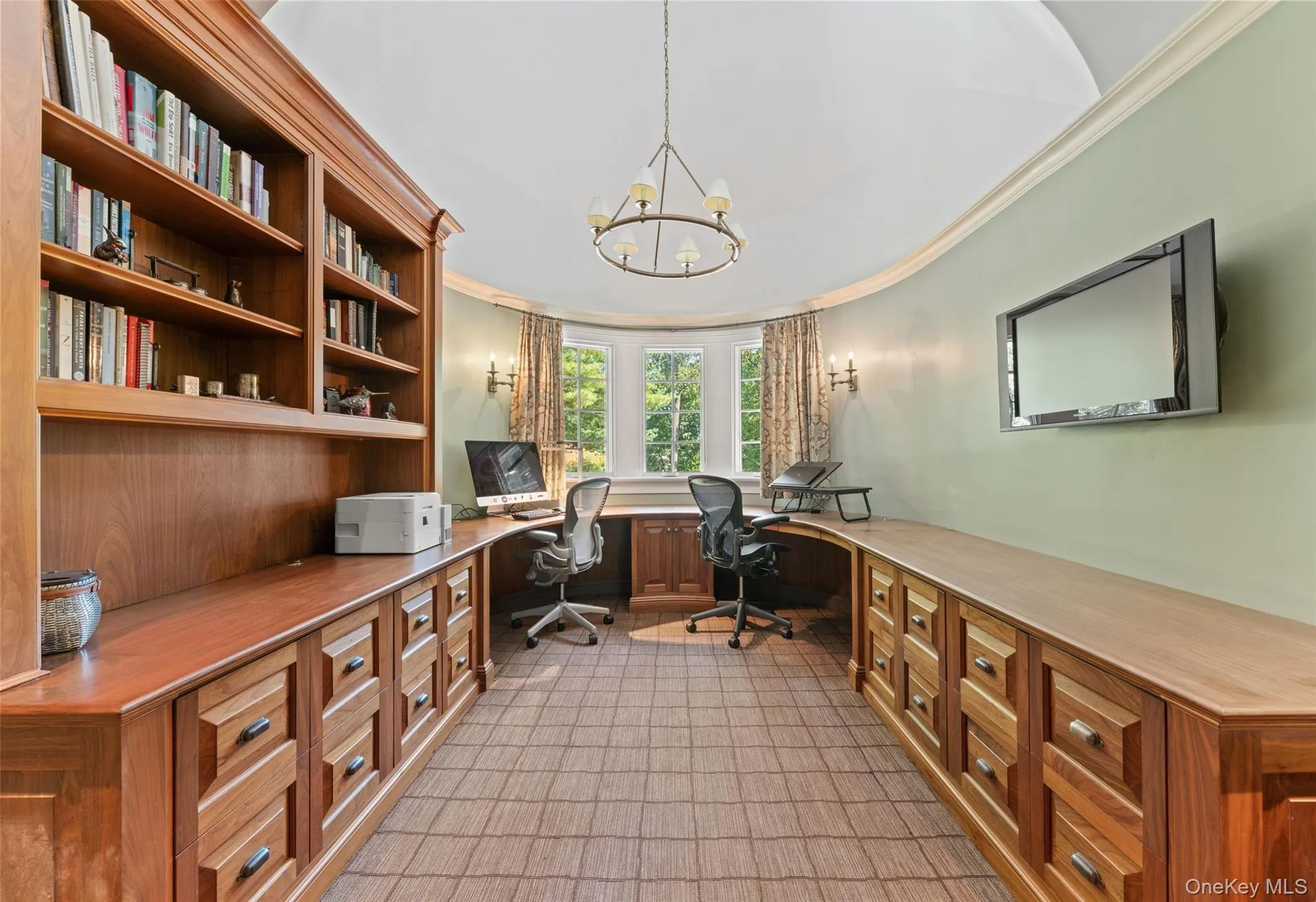 Second floor office with custom built in cabinetry Second floor office with custom built in cabinetry