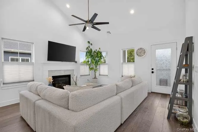 Living Room with Cathedral Ceilings, Hi Hats and Gas Fireplace Living Room with Cathedral Ceilings, Hi Hats and Gas Fireplace