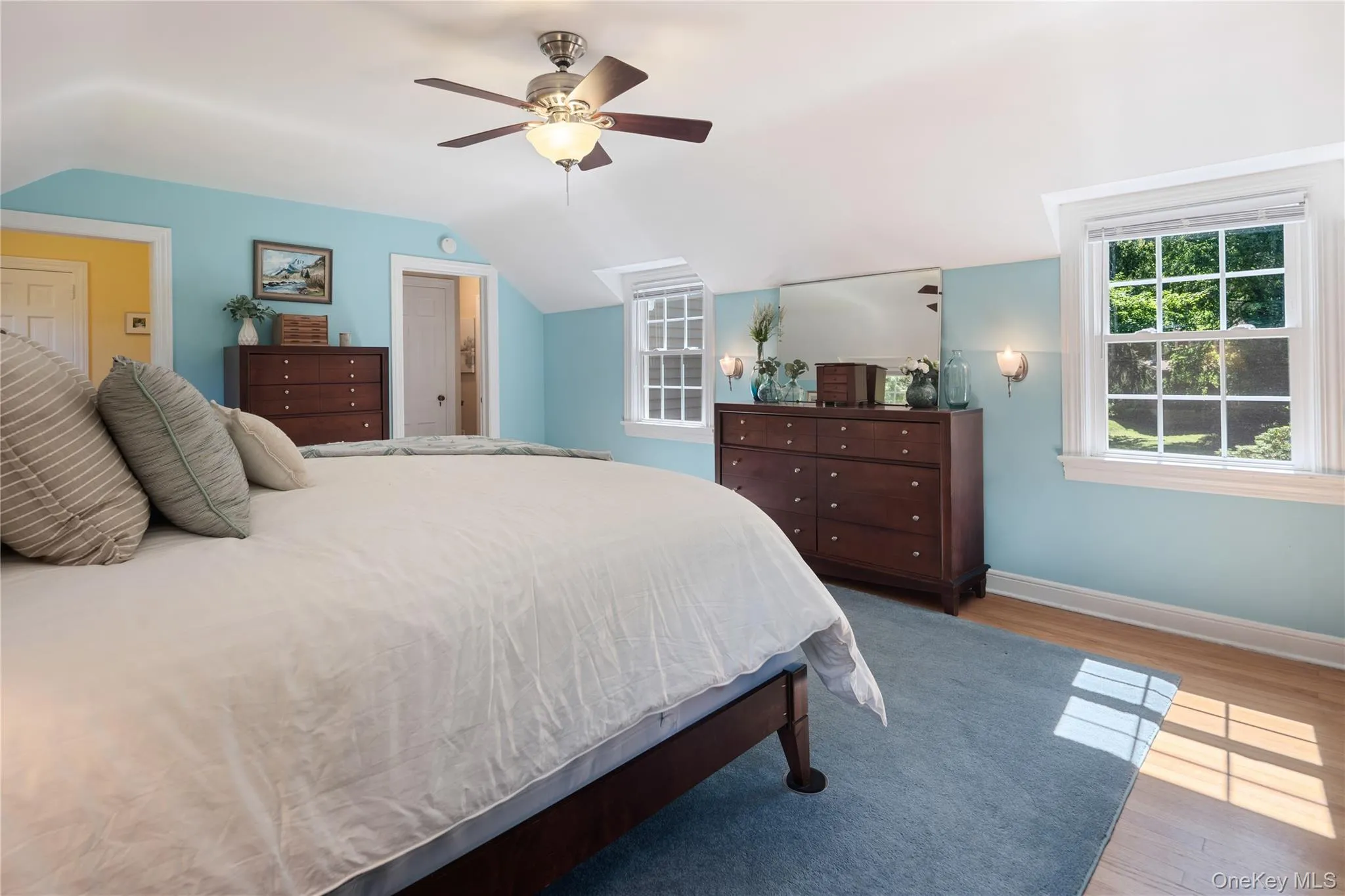 A dressing area with two closets is just off the bedroom and can also be converted into a bathroom. A dressing area with two closets is just off the bedroom and can also be converted into a bathroom.