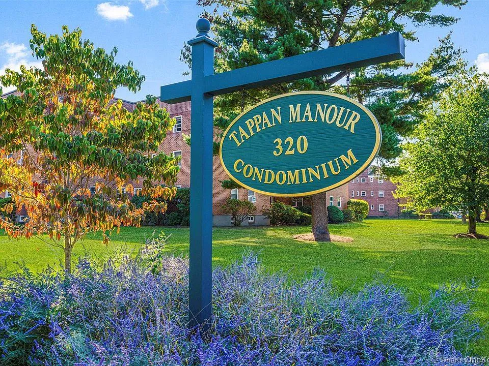Tappan Manour Condominium entrance sign and landscaped grounds at 320 South Broadway. Tappan Manour Condominium entrance sign and landscaped grounds at 320 South Broadway.