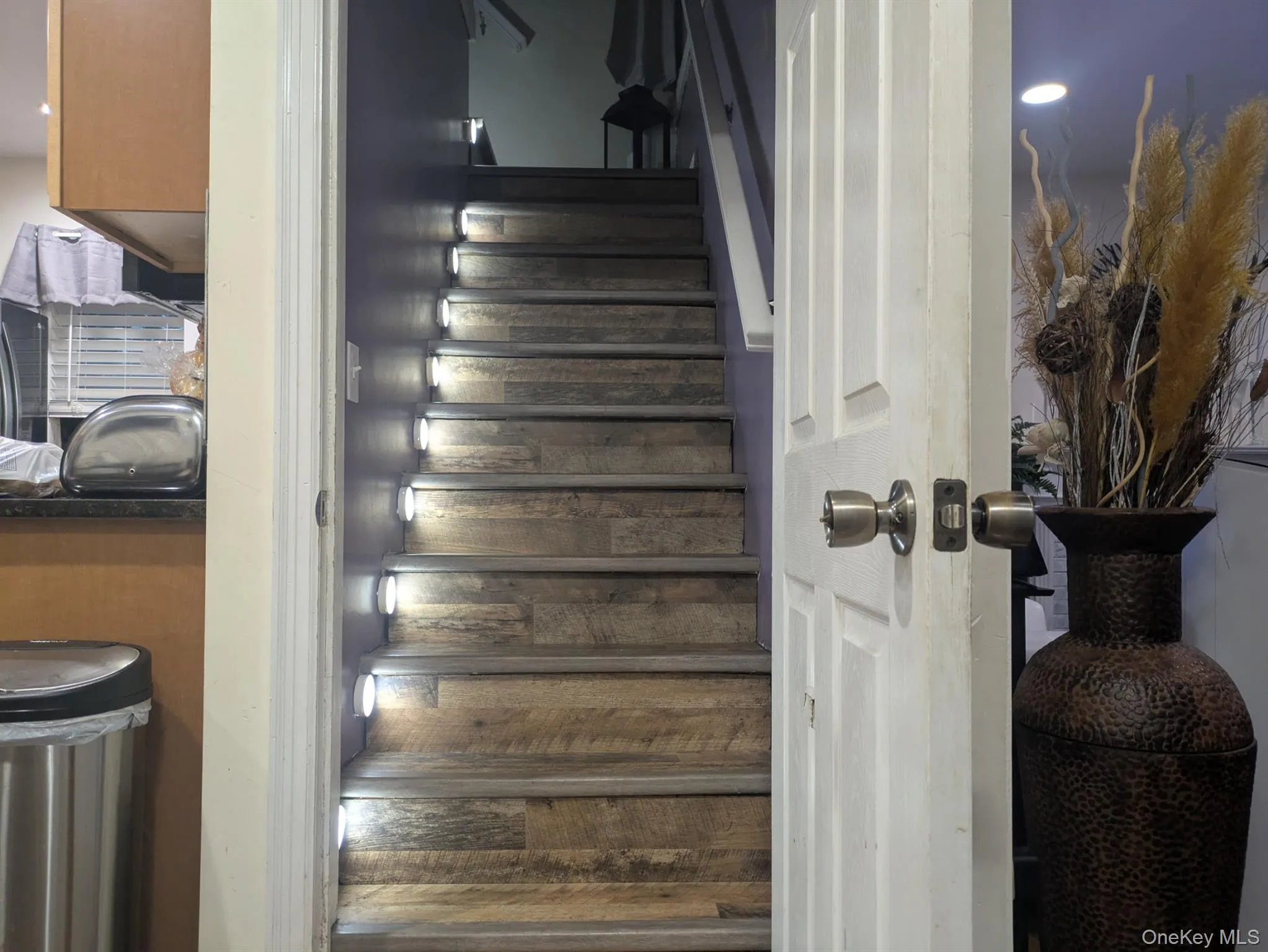 Stairs to the primary bedroom. Stairs to the primary bedroom.