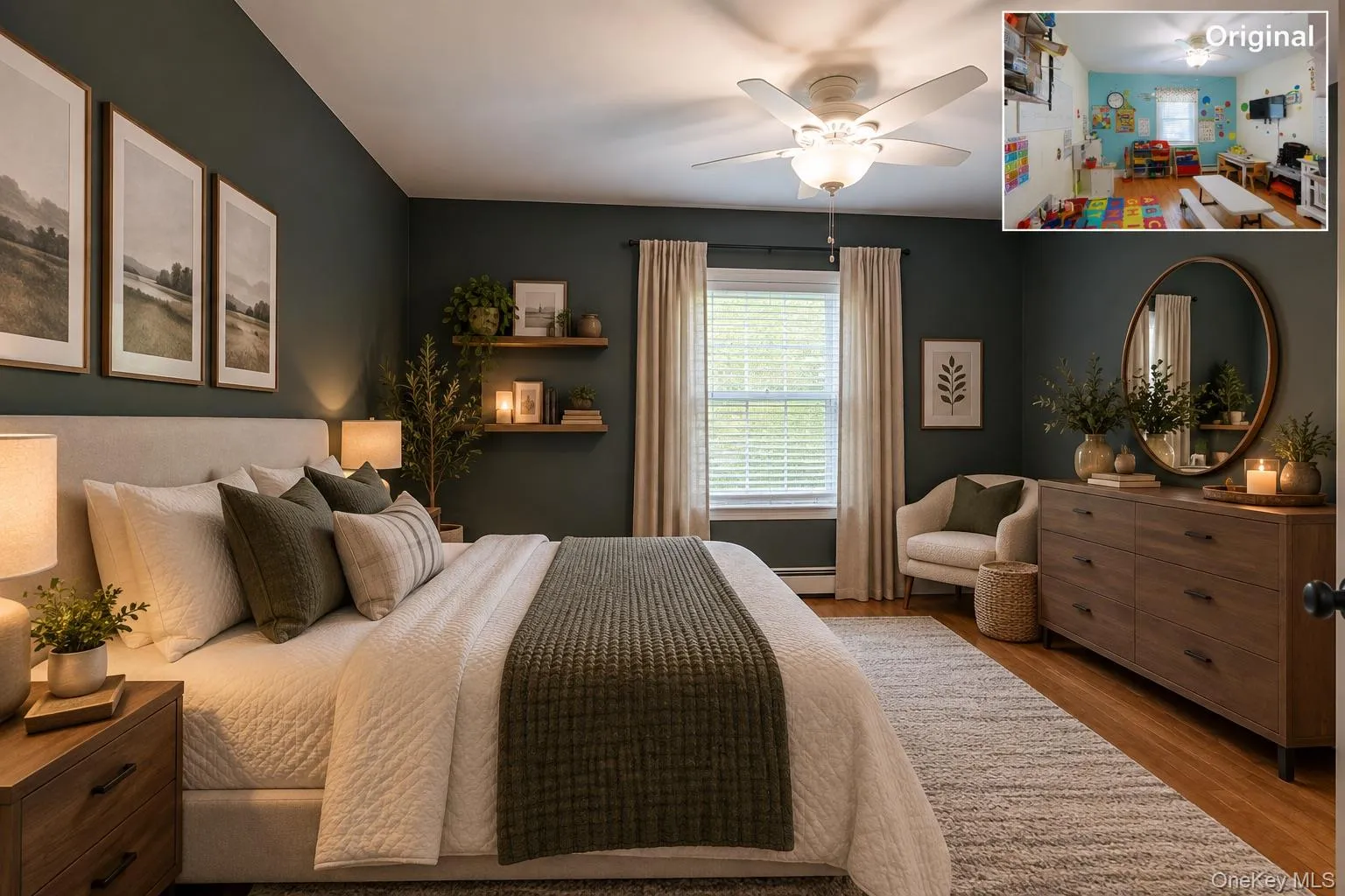 Virtually Staged, first floor bedroom #1. Virtually Staged, first floor bedroom #1.
