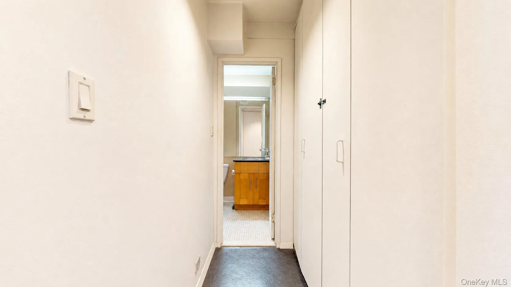 Integrated storage cabinetry, recessed lighting, and dark-toned vinyl flooring Integrated storage cabinetry, recessed lighting, and dark-toned vinyl flooring