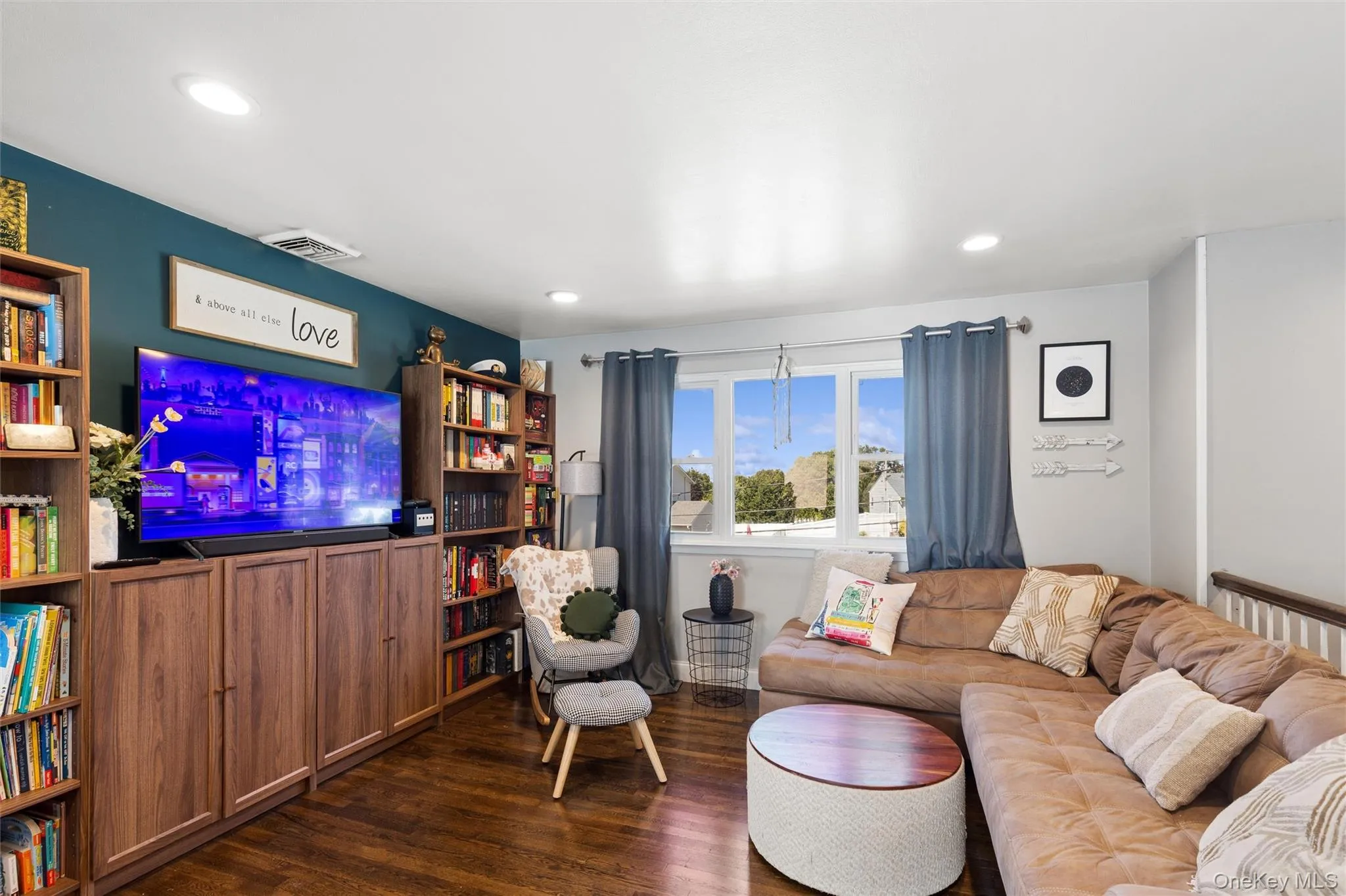 Recessed lighting illuminates wood-finish flooring Recessed lighting illuminates wood-finish flooring