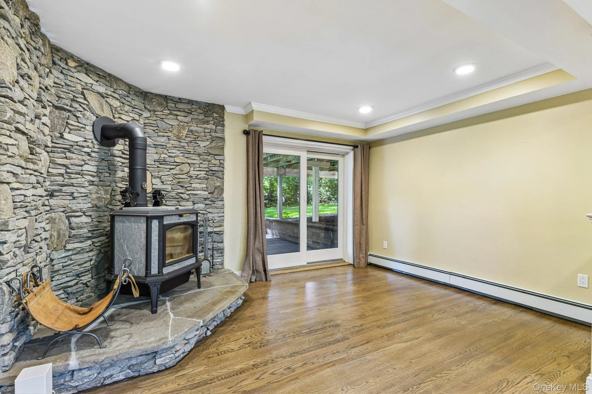 Wood-burning stove in the family room Wood-burning stove in the family room