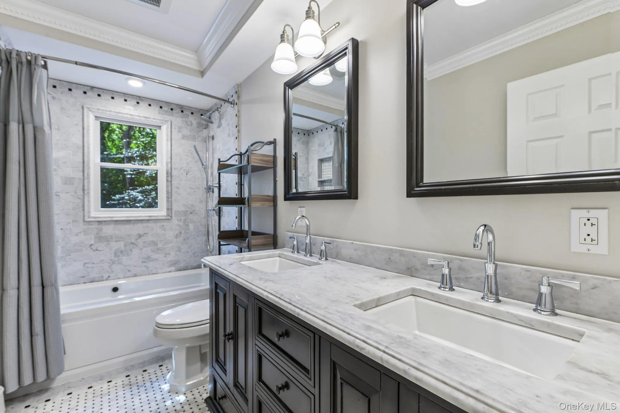 Second-floor hall bathroom with a whirlpool tub Second-floor hall bathroom with a whirlpool tub