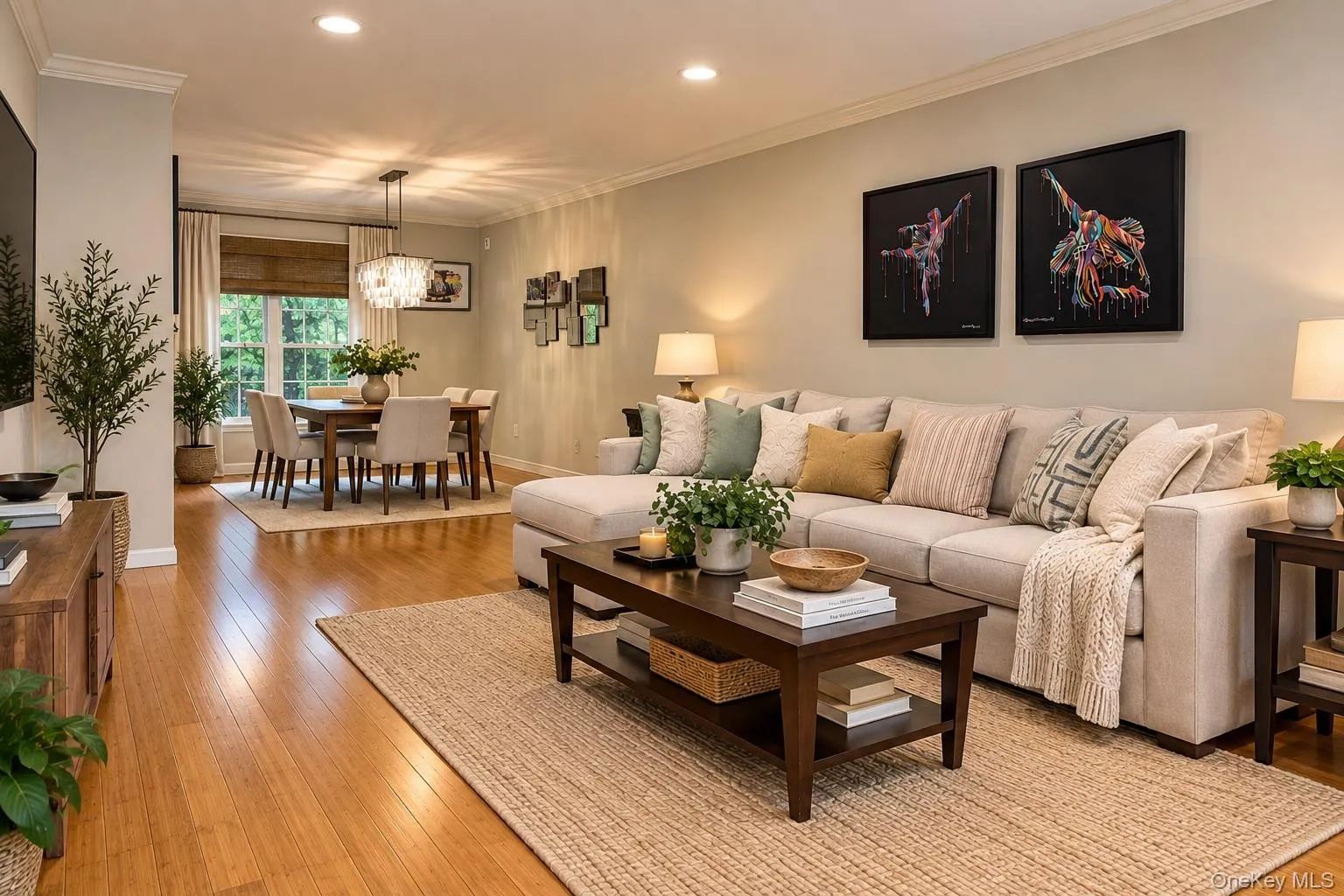 Living room & dining area virtually staged Living room & dining area virtually staged
