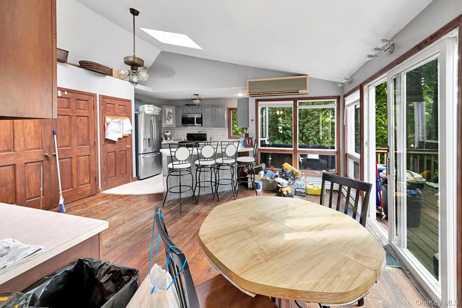 View of kitchen from dining room. View of kitchen from dining room.