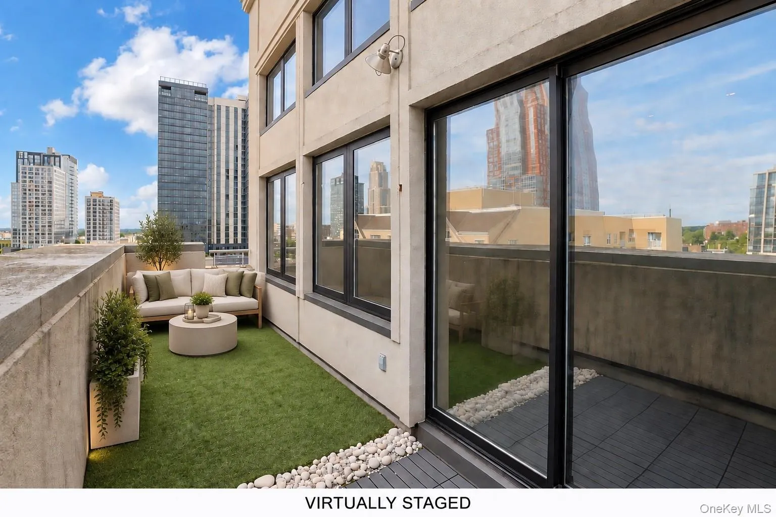 Virtually staged terrace showcasing the potential for a comfortable outdoor seating and entertaining area. Virtually staged terrace showcasing the potential for a comfortable outdoor seating and entertaining area.
