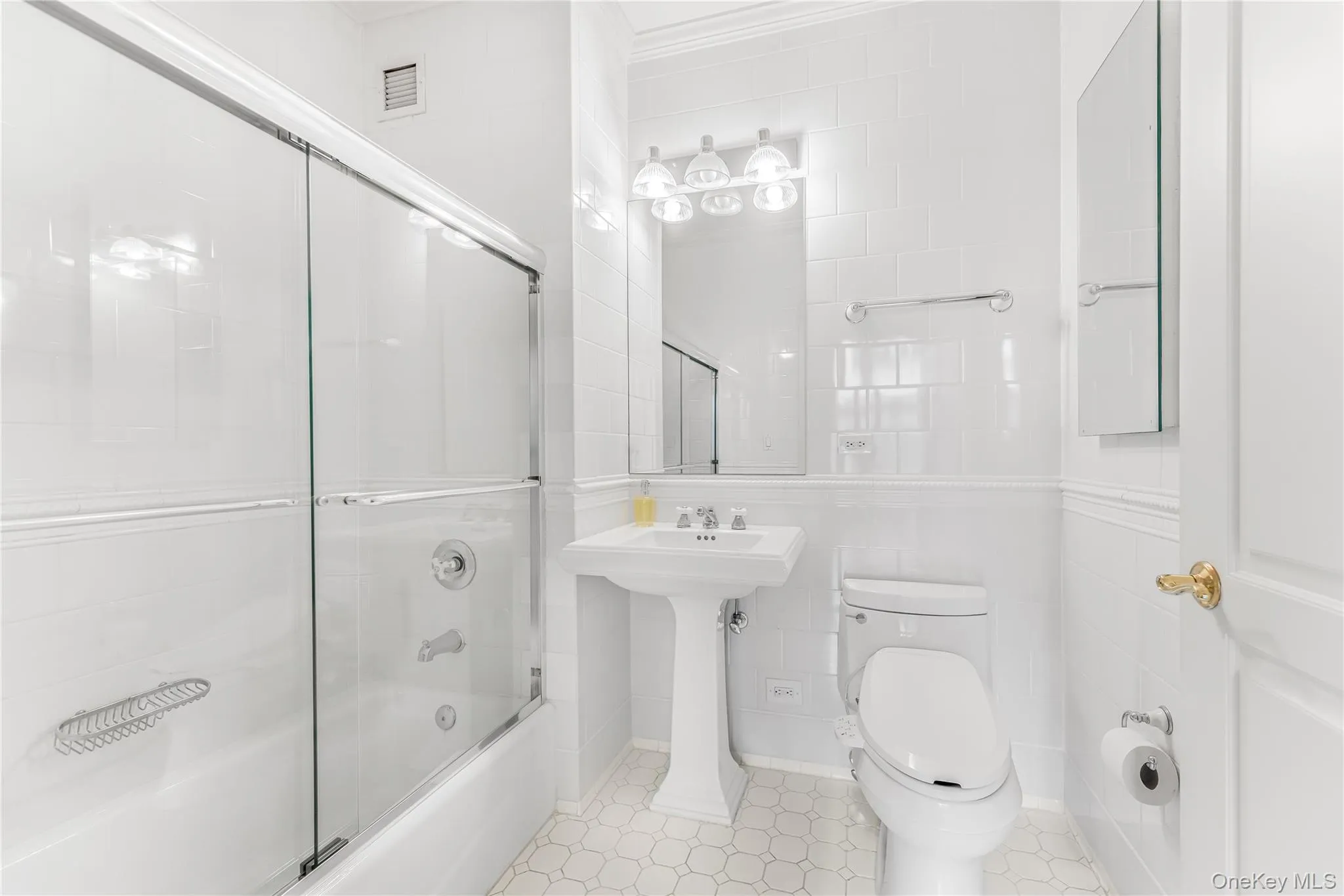 Hall bath with soaker tub. Hall bath with soaker tub.