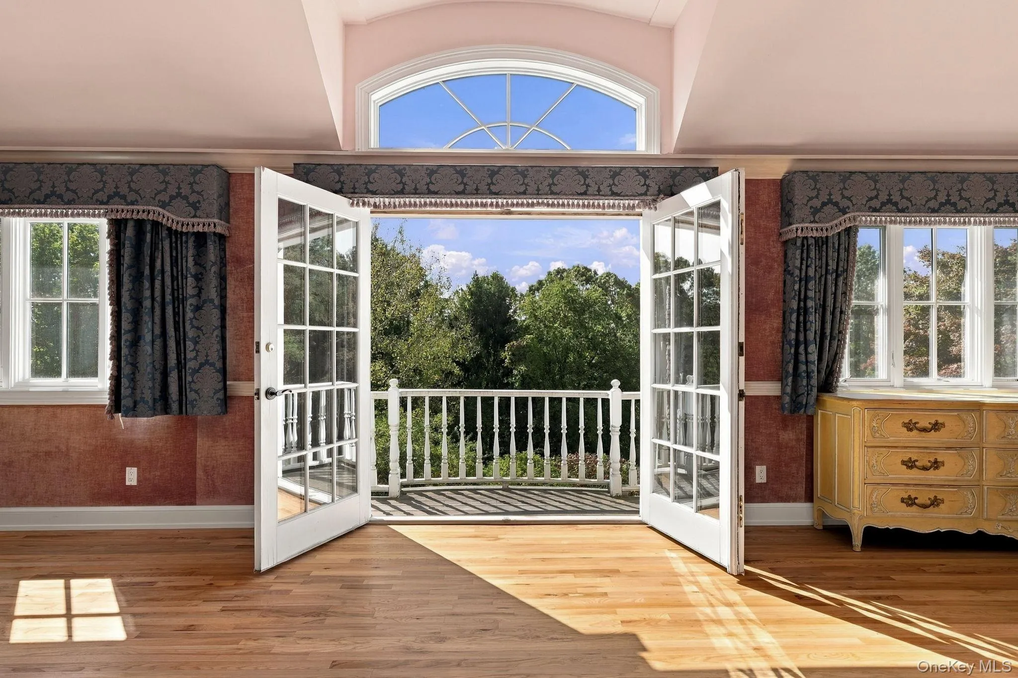 2nd Floor Primary Suite Balcony View down to the Gardens, Terrace & Conservatory Pool 2nd Floor Primary Suite Balcony View down to the Gardens, Terrace & Conservatory Pool