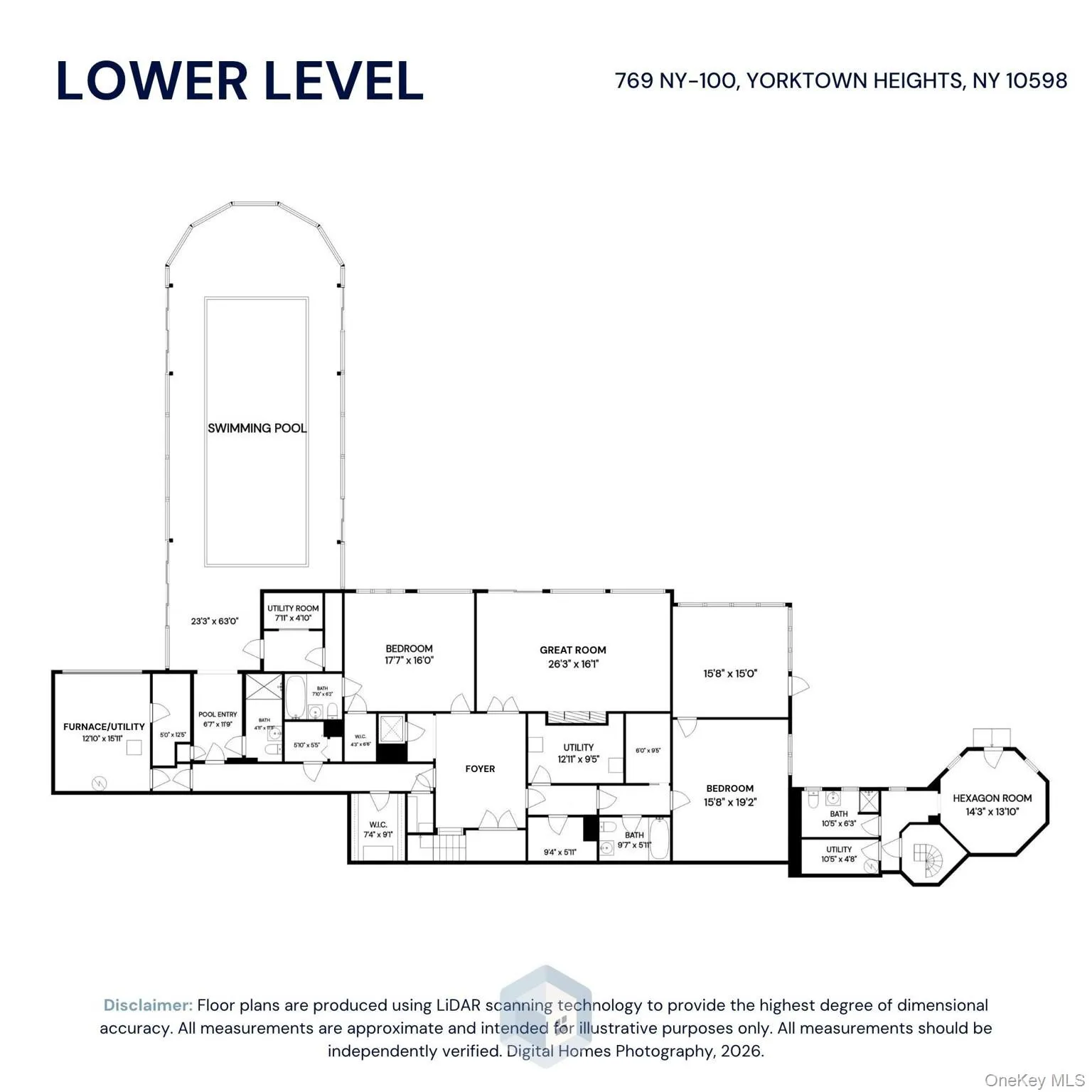 Plan of Lower Level Great Room, Ensuite Bedrooms & Conservatory Pool Wing Plan of Lower Level Great Room, Ensuite Bedrooms & Conservatory Pool Wing