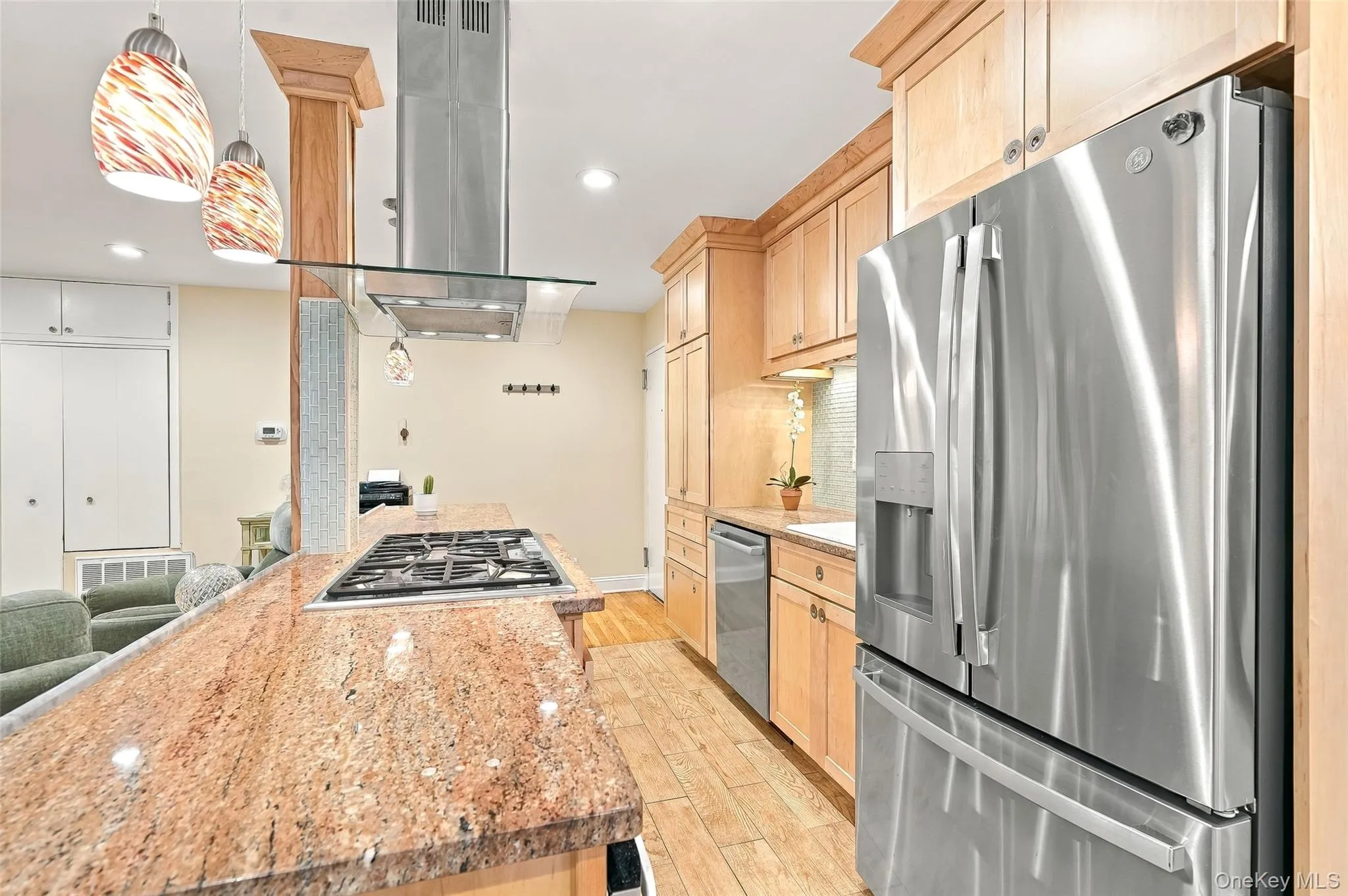 Open Kitchen with brand new GE wide entry refrigerator with filtered water and ice maker and brand new Bosch dishwasher Open Kitchen with brand new GE wide entry refrigerator with filtered water and ice maker and brand new Bosch dishwasher