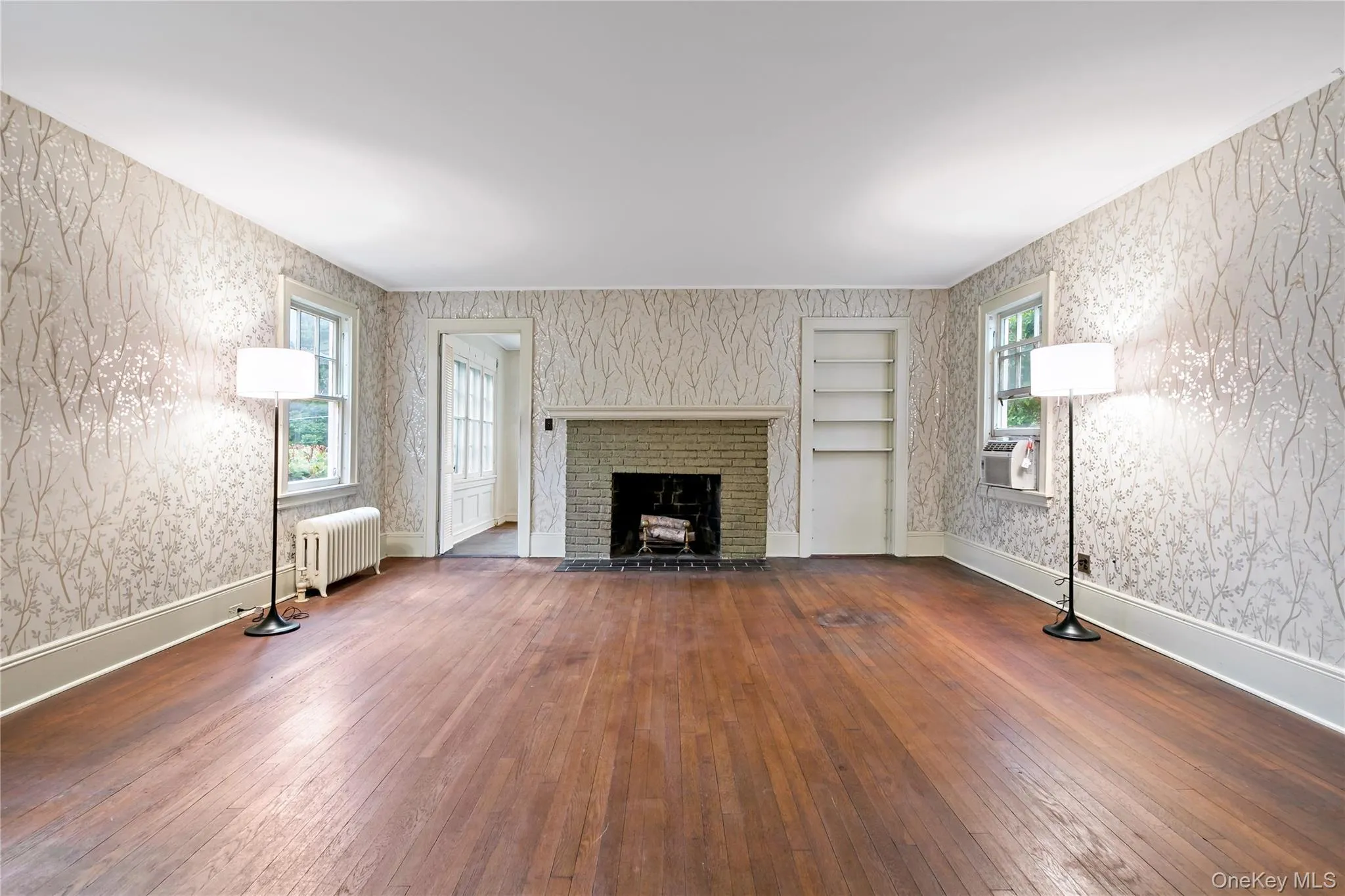 Living Room with Wood burning fireplace Living Room with Wood burning fireplace