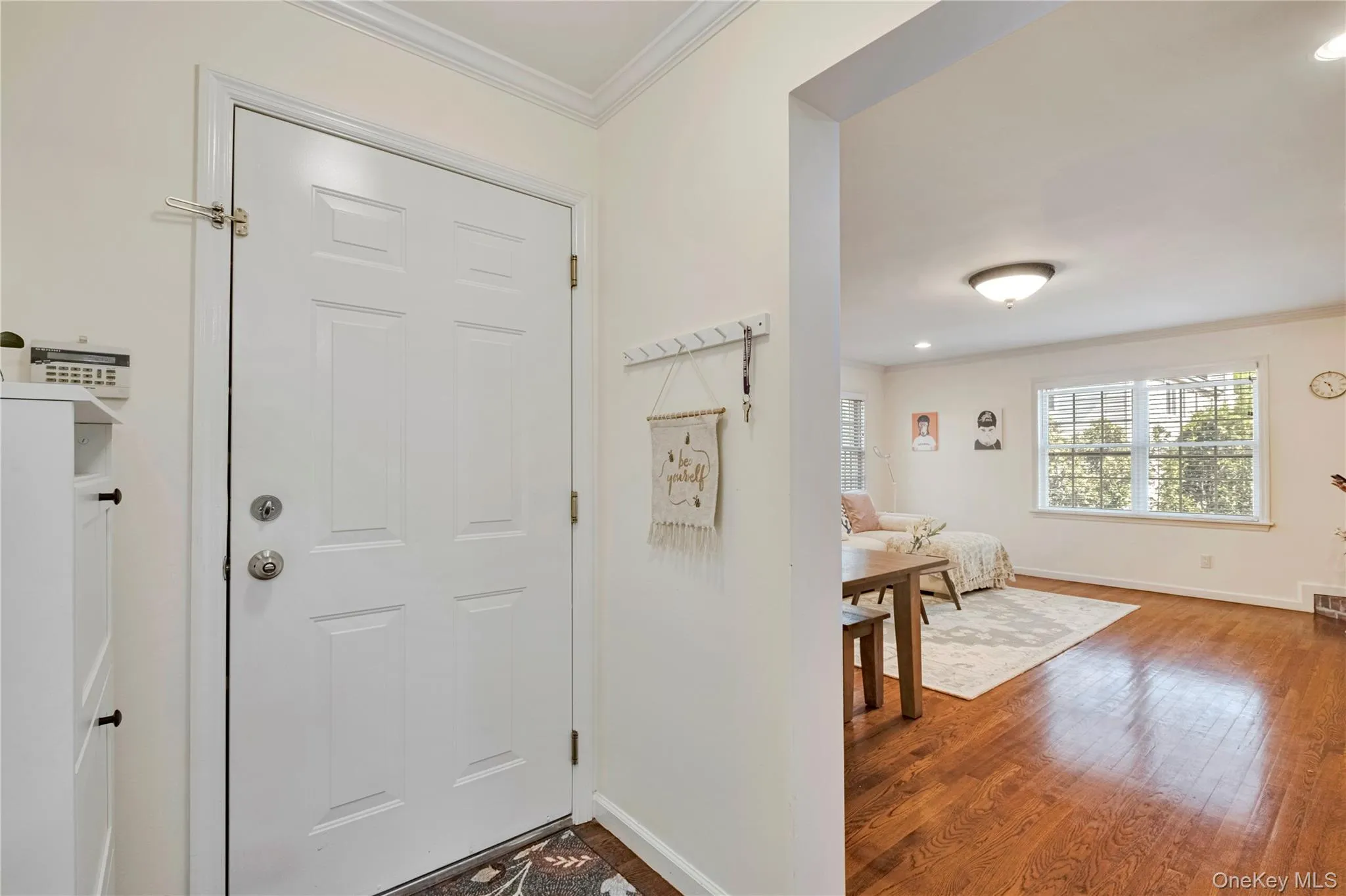 Entrance foyer featuring ornamental molding and wood finished floors Entrance foyer featuring ornamental molding and wood finished floors