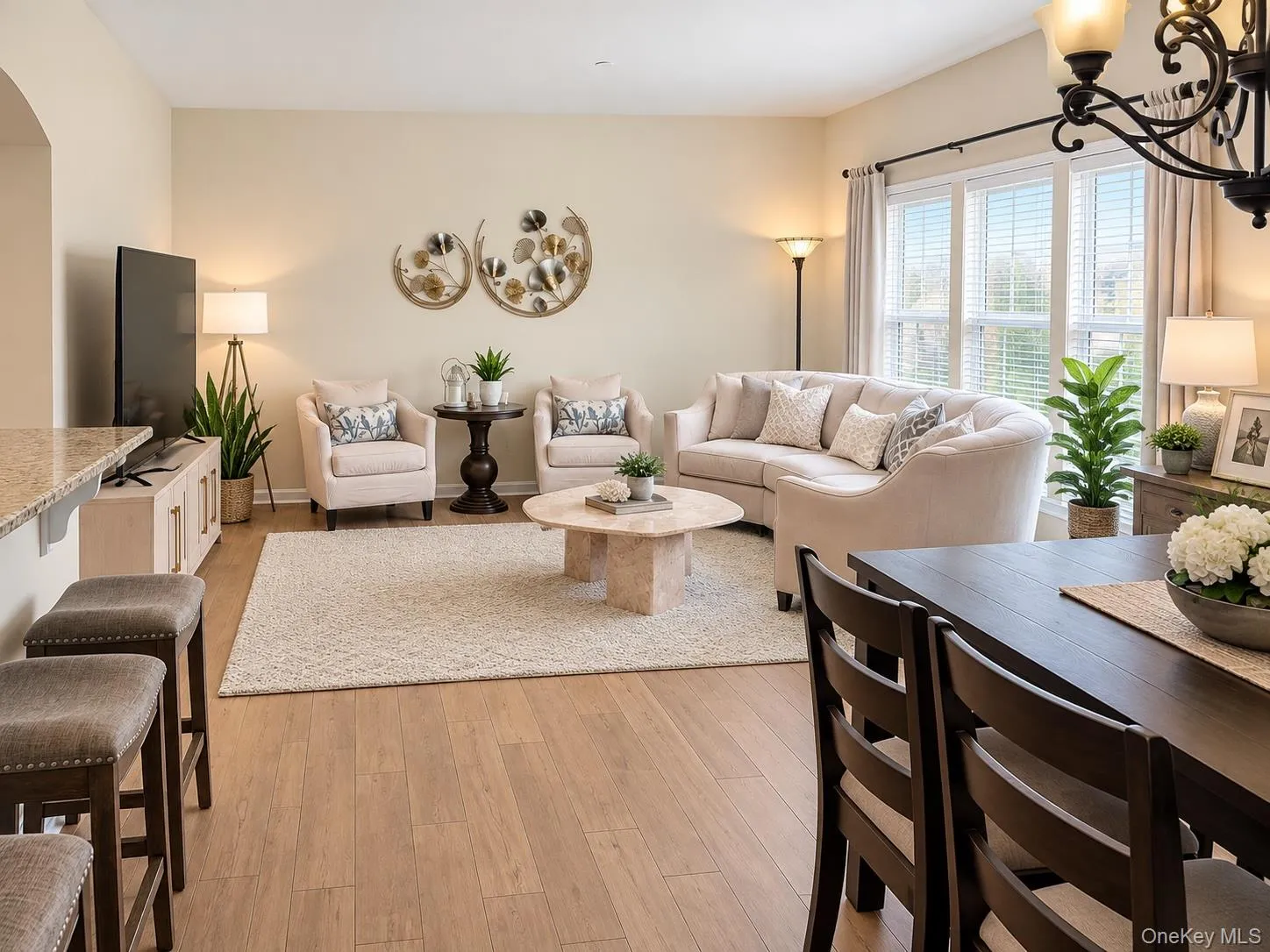 Open concept living room, dining room and breakfast bar Open concept living room, dining room and breakfast bar