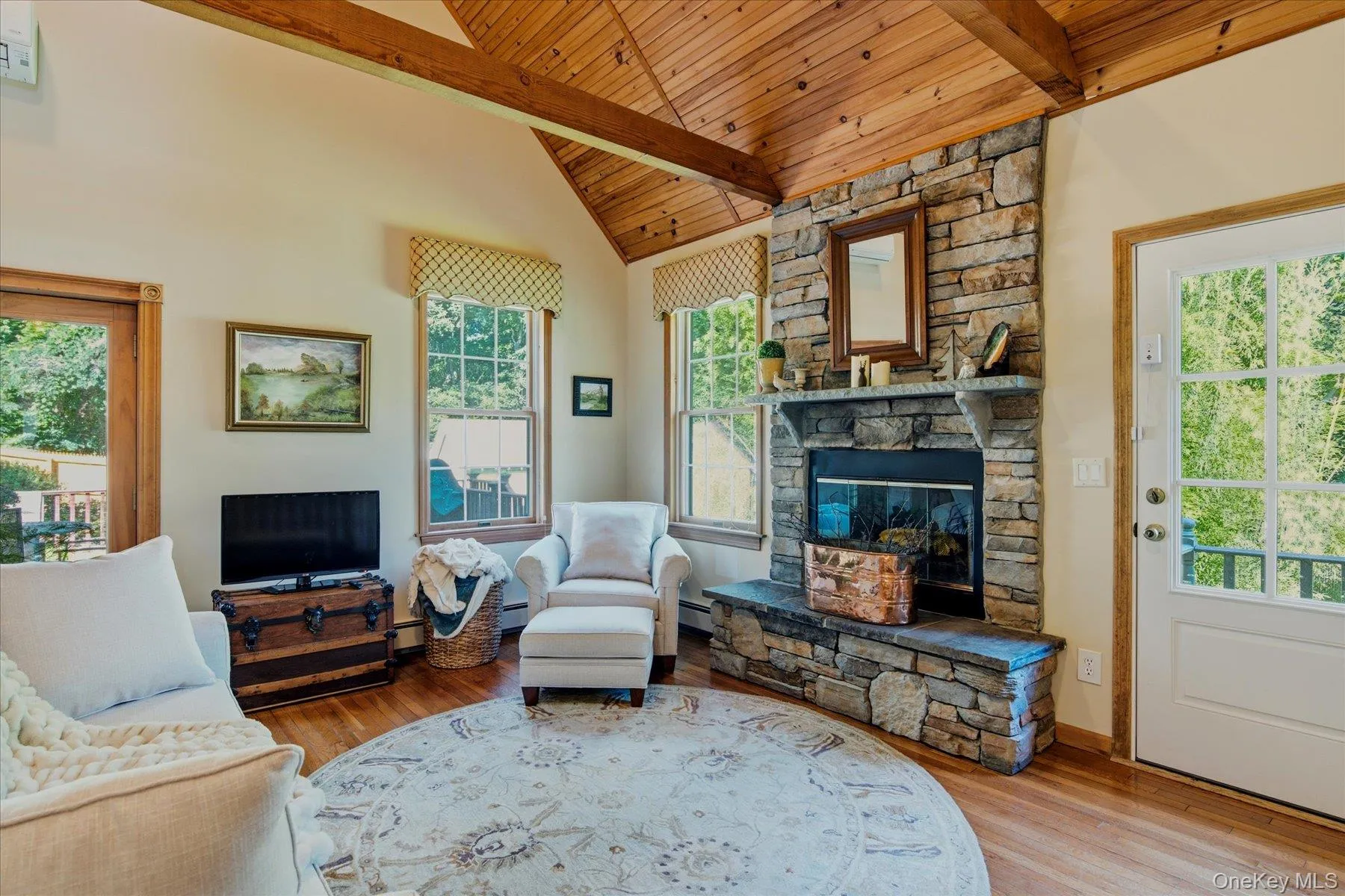 Hardwood floors beautiful stone fireplace Hardwood floors beautiful stone fireplace