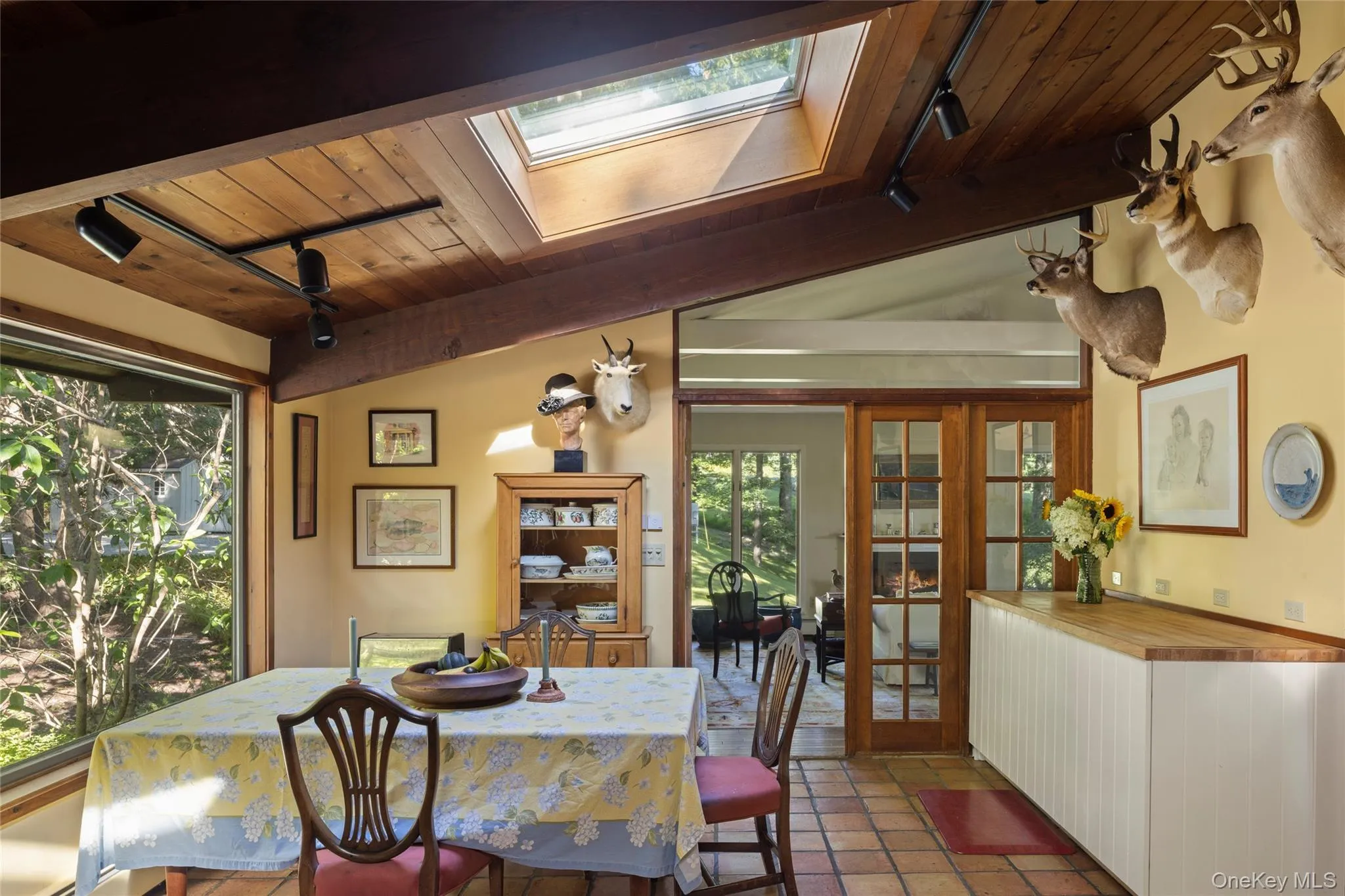Dining area with skylight. Dining area with skylight.