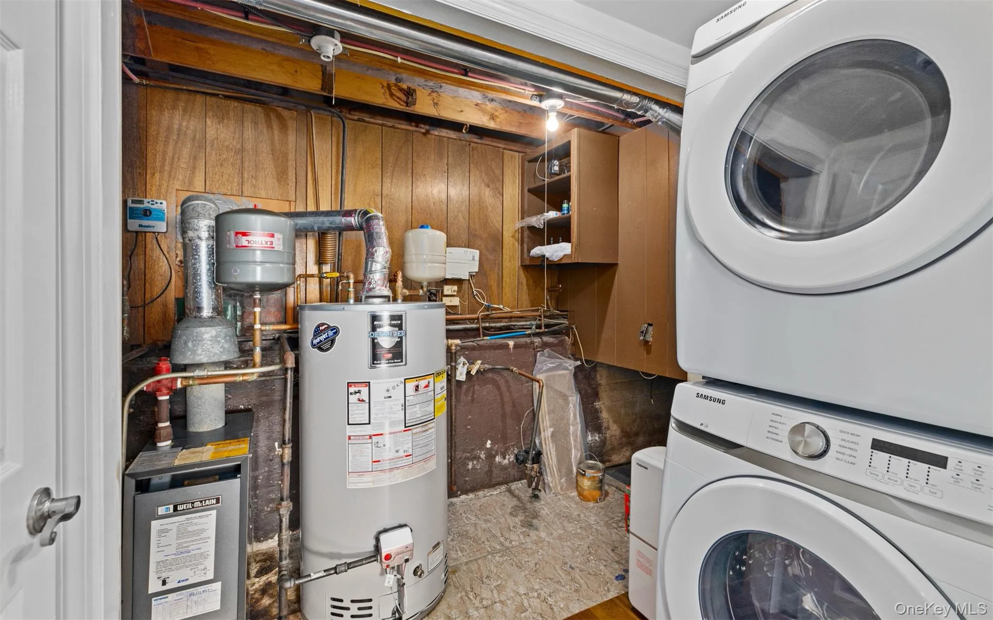 New stackable front loading washer and dryer, gas boiler, gas hot water heater New stackable front loading washer and dryer, gas boiler, gas hot water heater