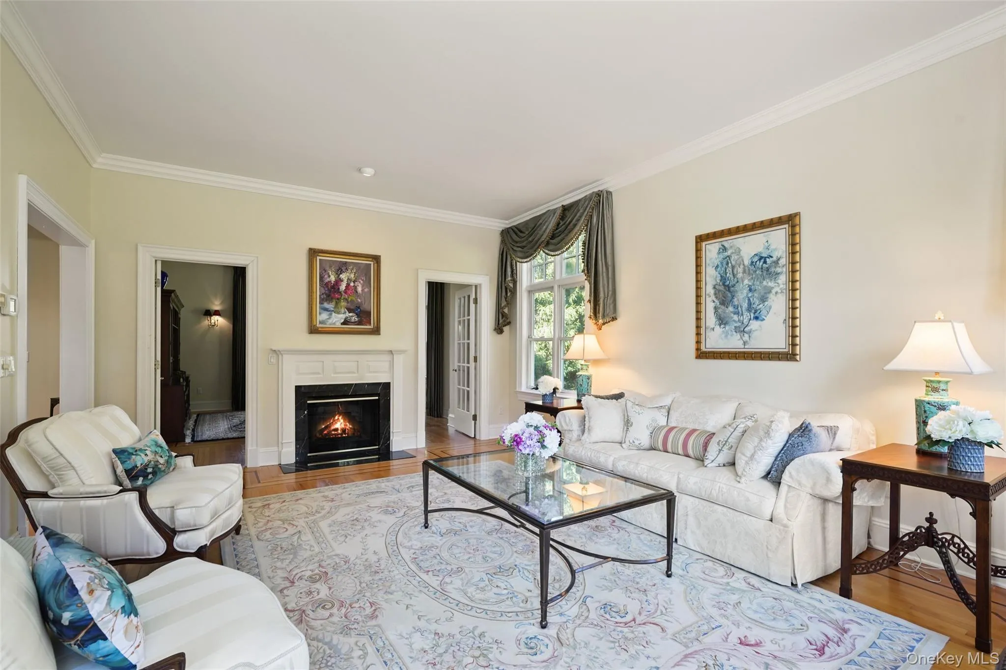 Warm formal living room with fireplace. Warm formal living room with fireplace.