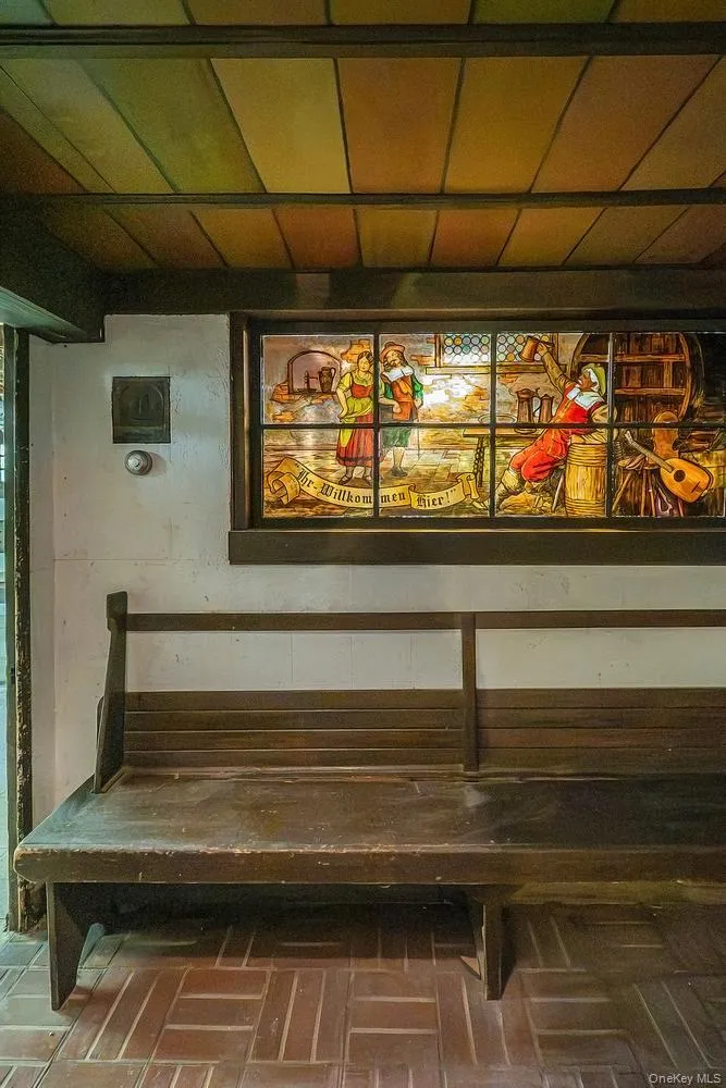 Stained glass and bench Stained glass and bench